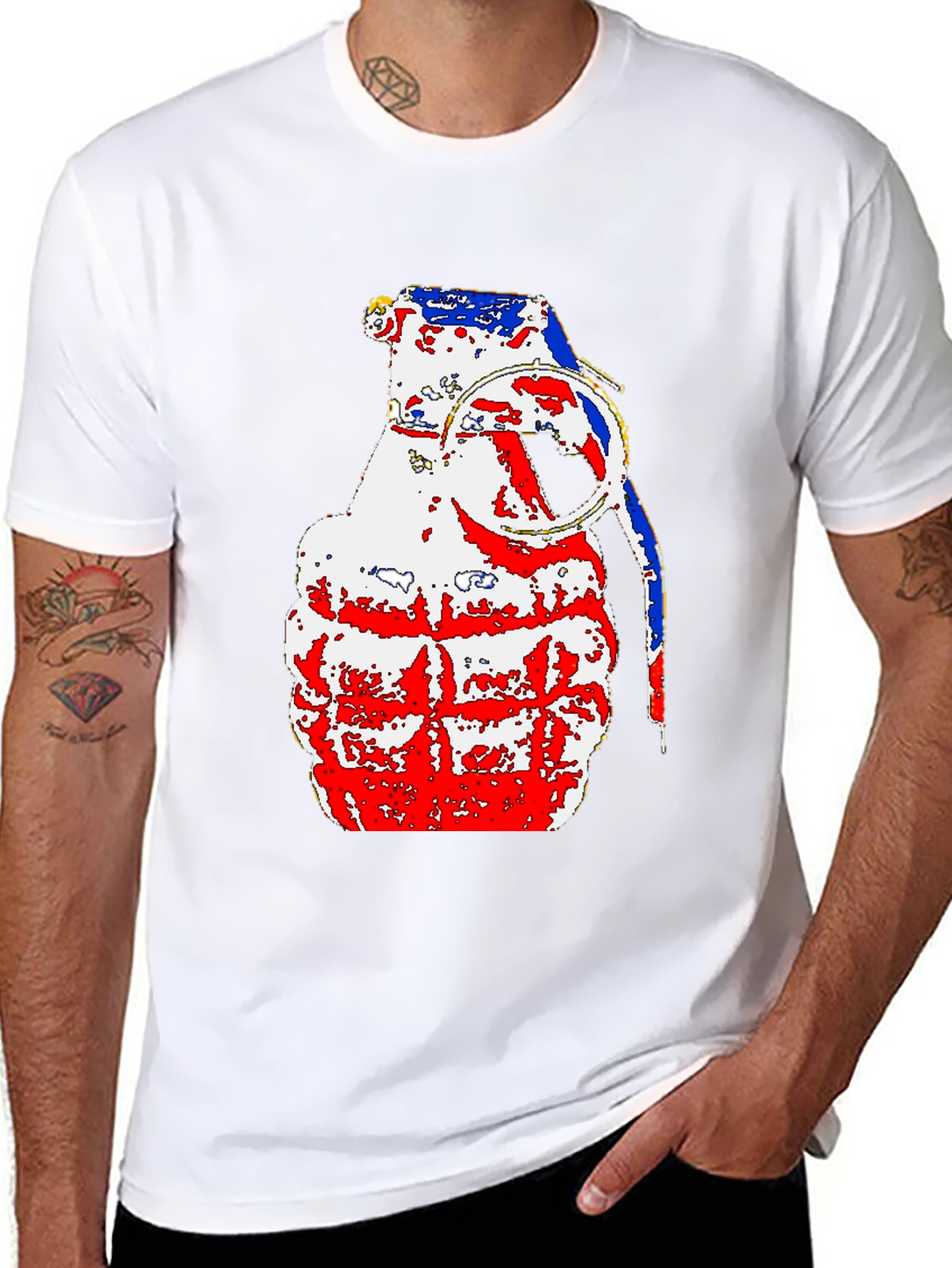 Patriotic Grenade Graphic Tee - Black Cotton Comfort