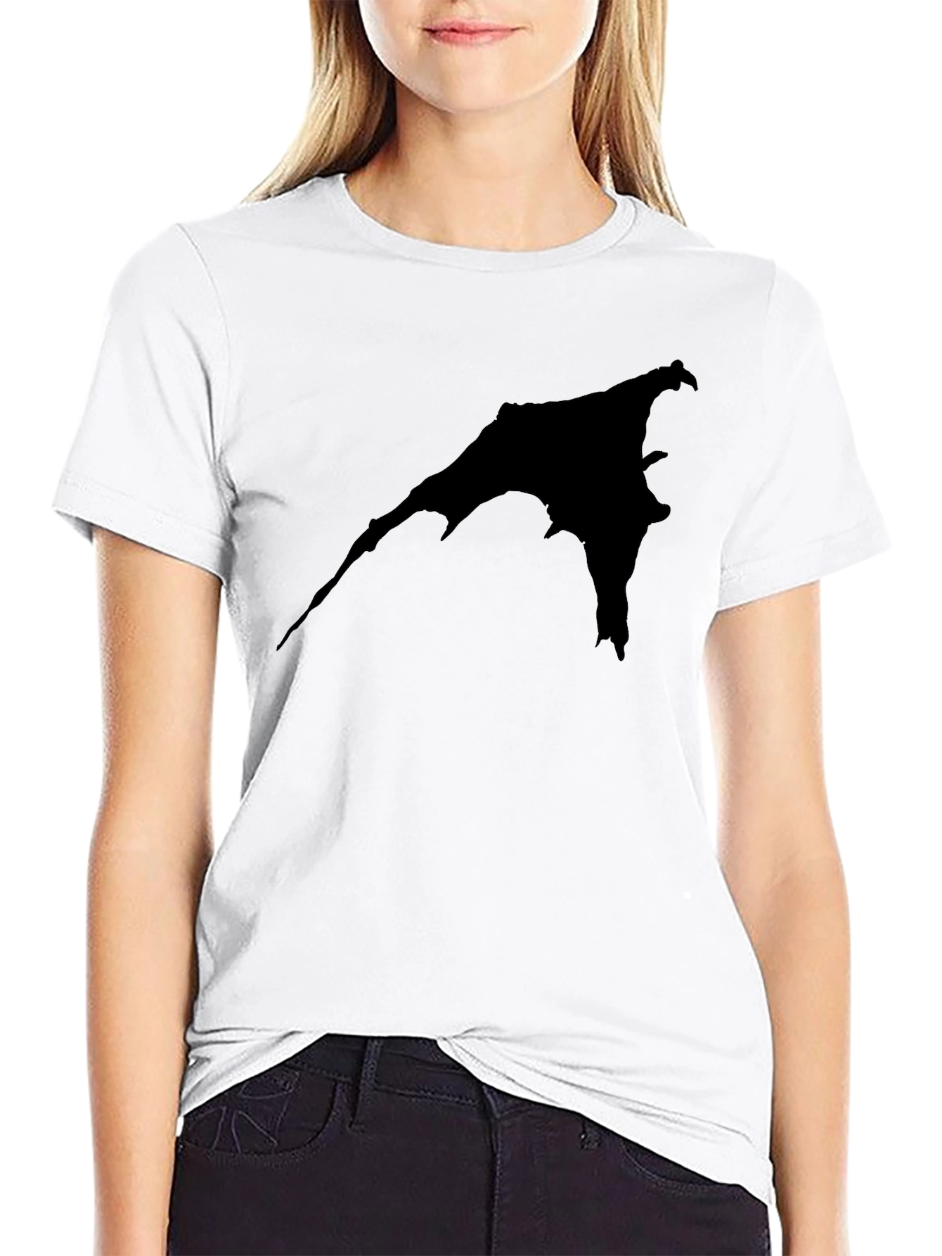 Black Graphic Tee - Bat Silhouette Print