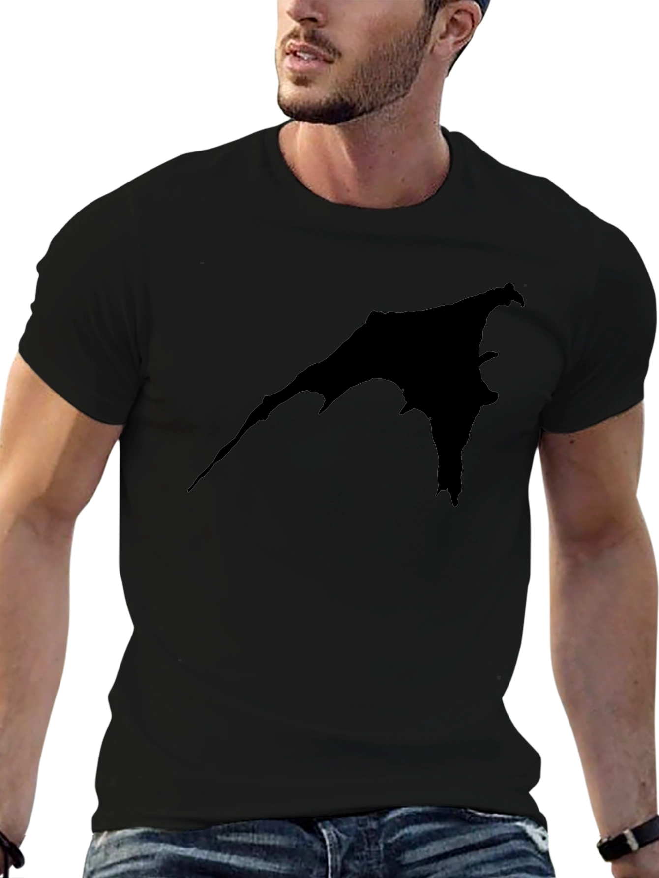 Black Graphic Tee - Bat Silhouette Print