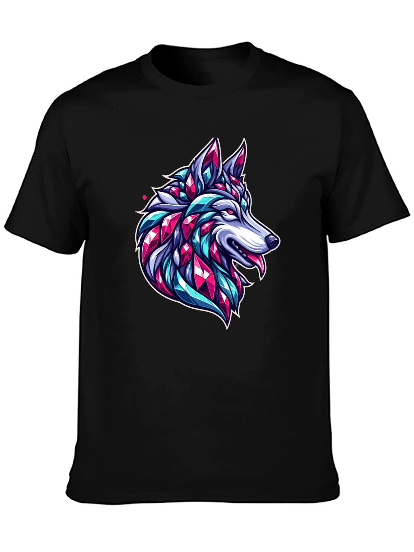 Geometric Wolf Graphic Black T-Shirt
