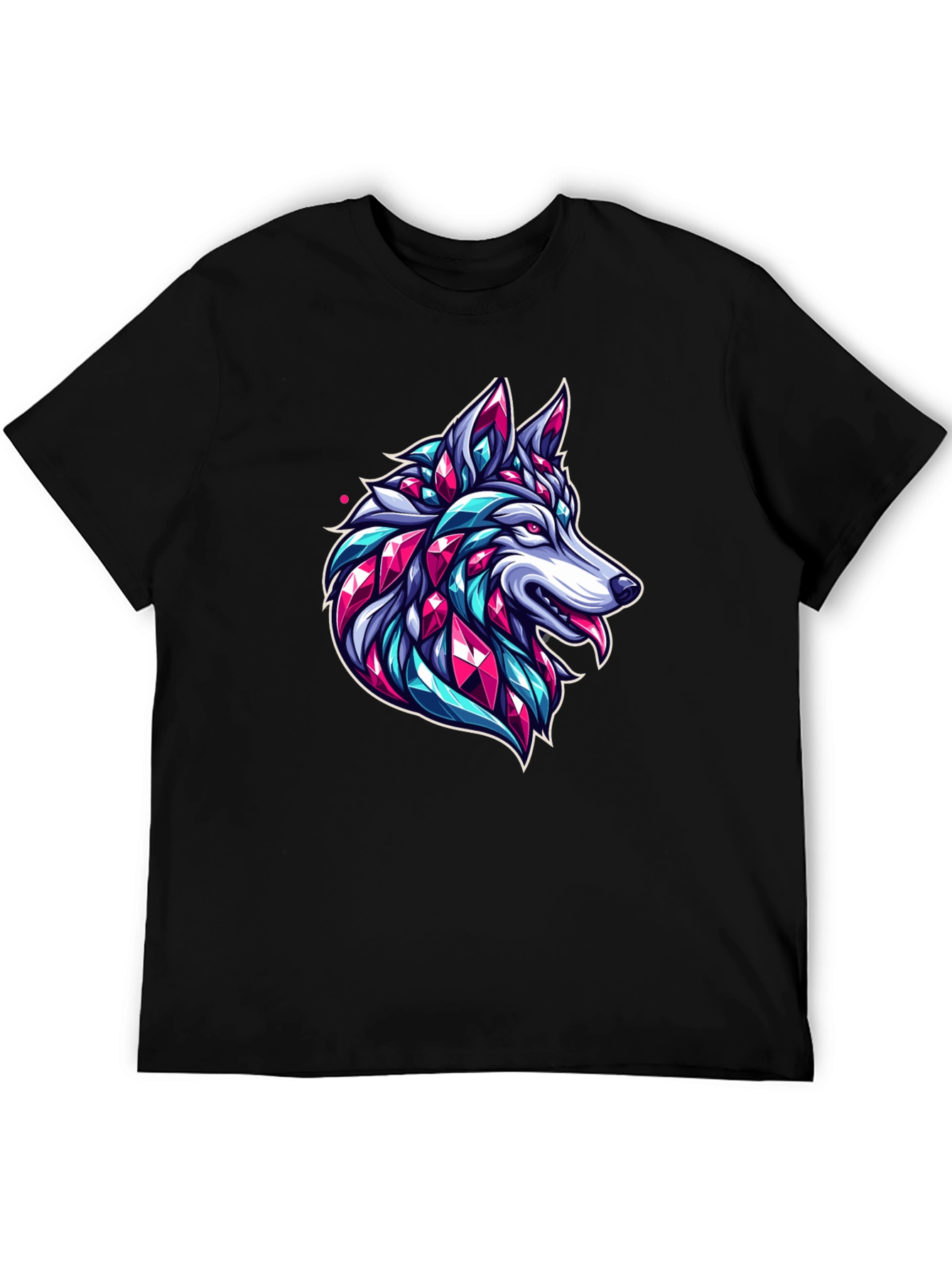 Geometric Wolf Graphic Black T-Shirt
