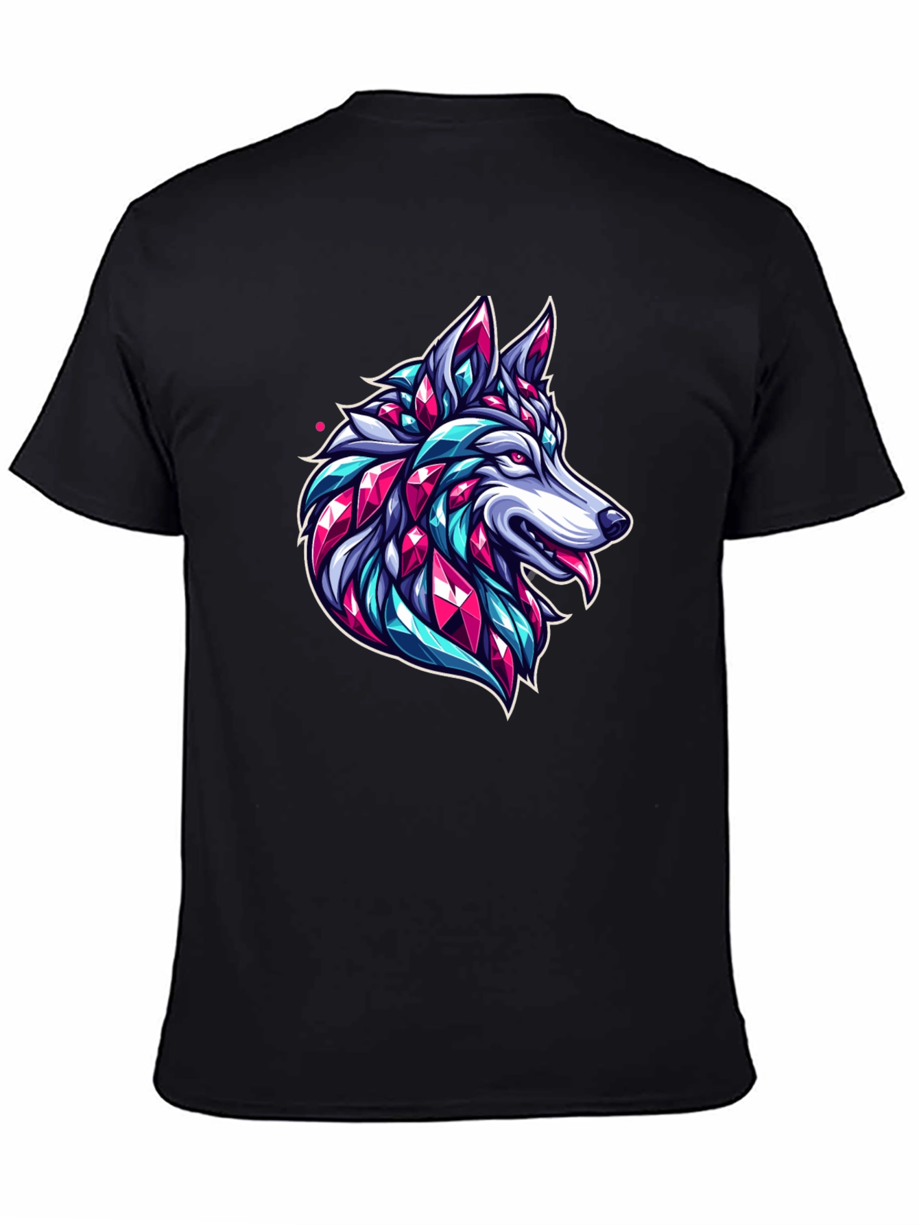 Geometric Wolf Graphic Black T-Shirt