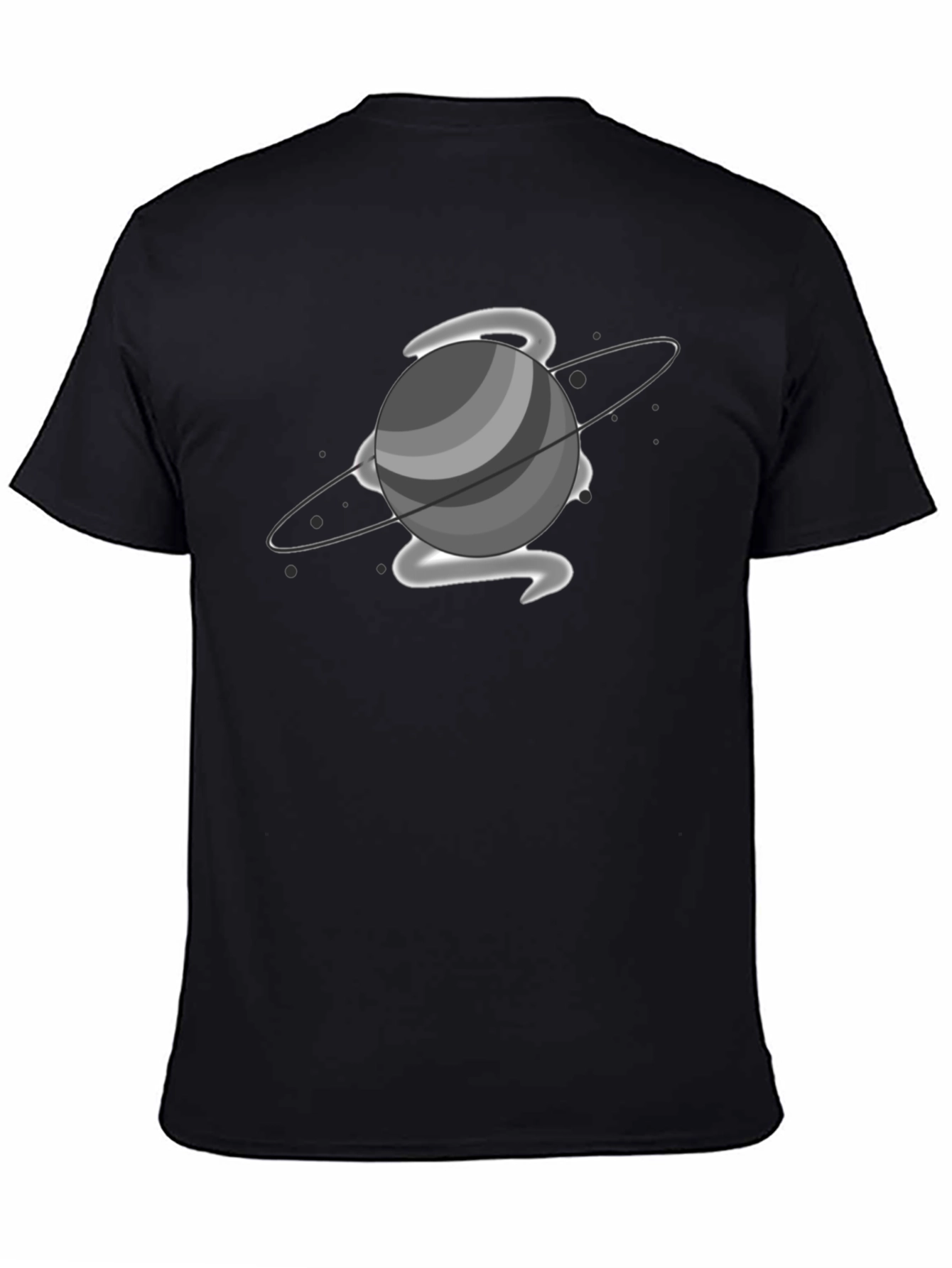 Saturn Graphic Print Black T-Shirt