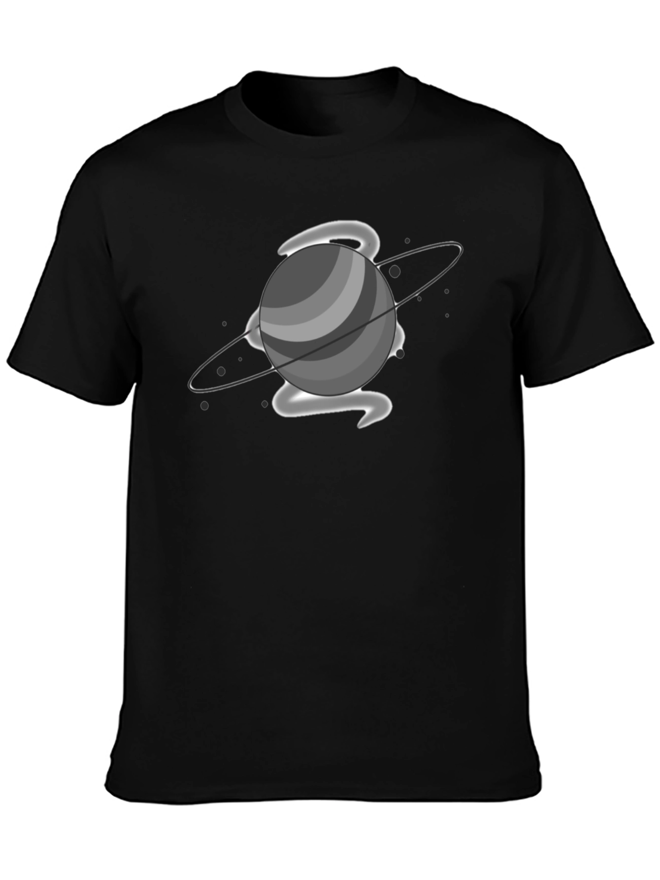 Saturn Graphic Print Black T-Shirt