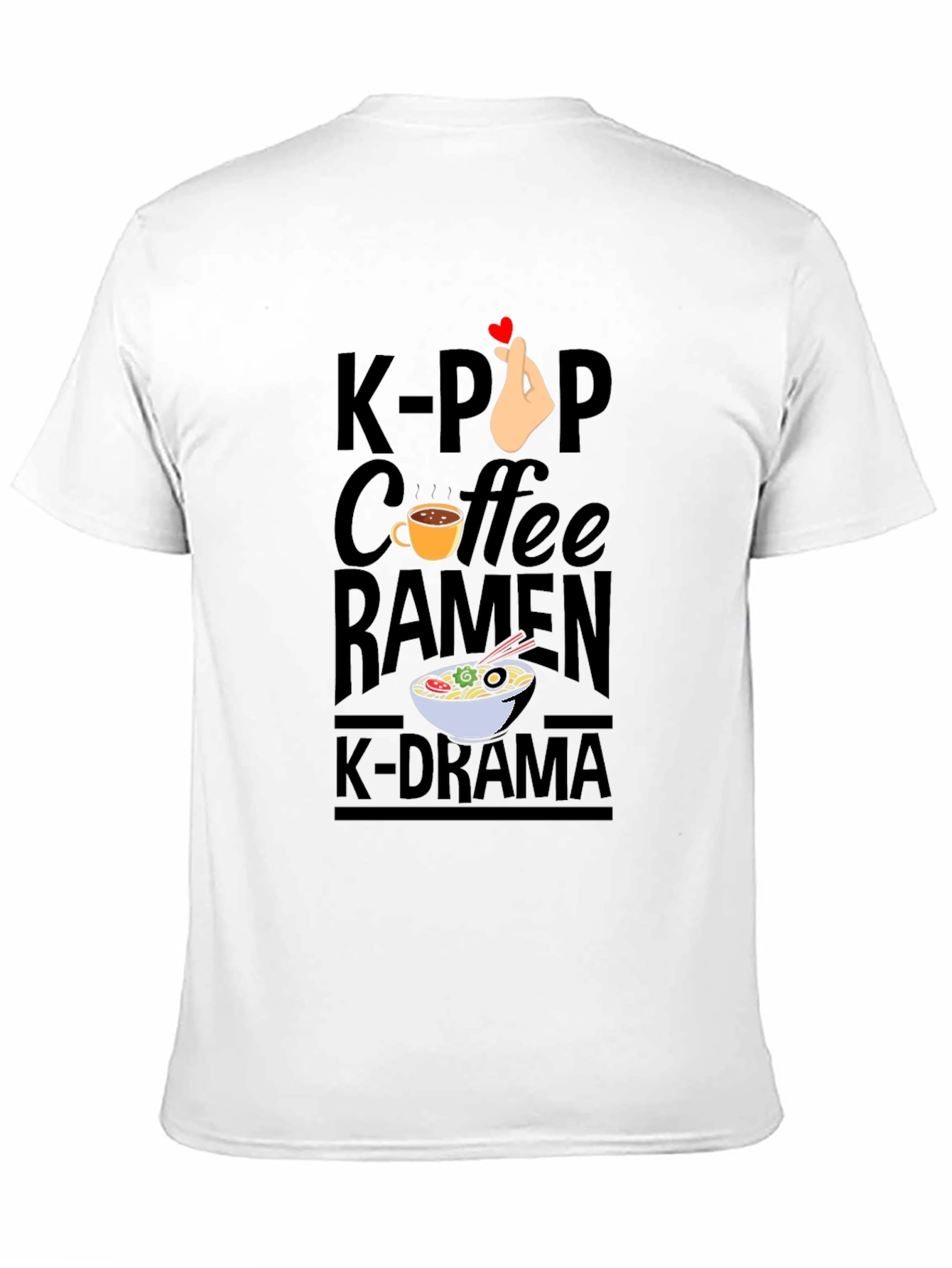 K-Pop Coffee Ramen K-Drama Black T-Shirt