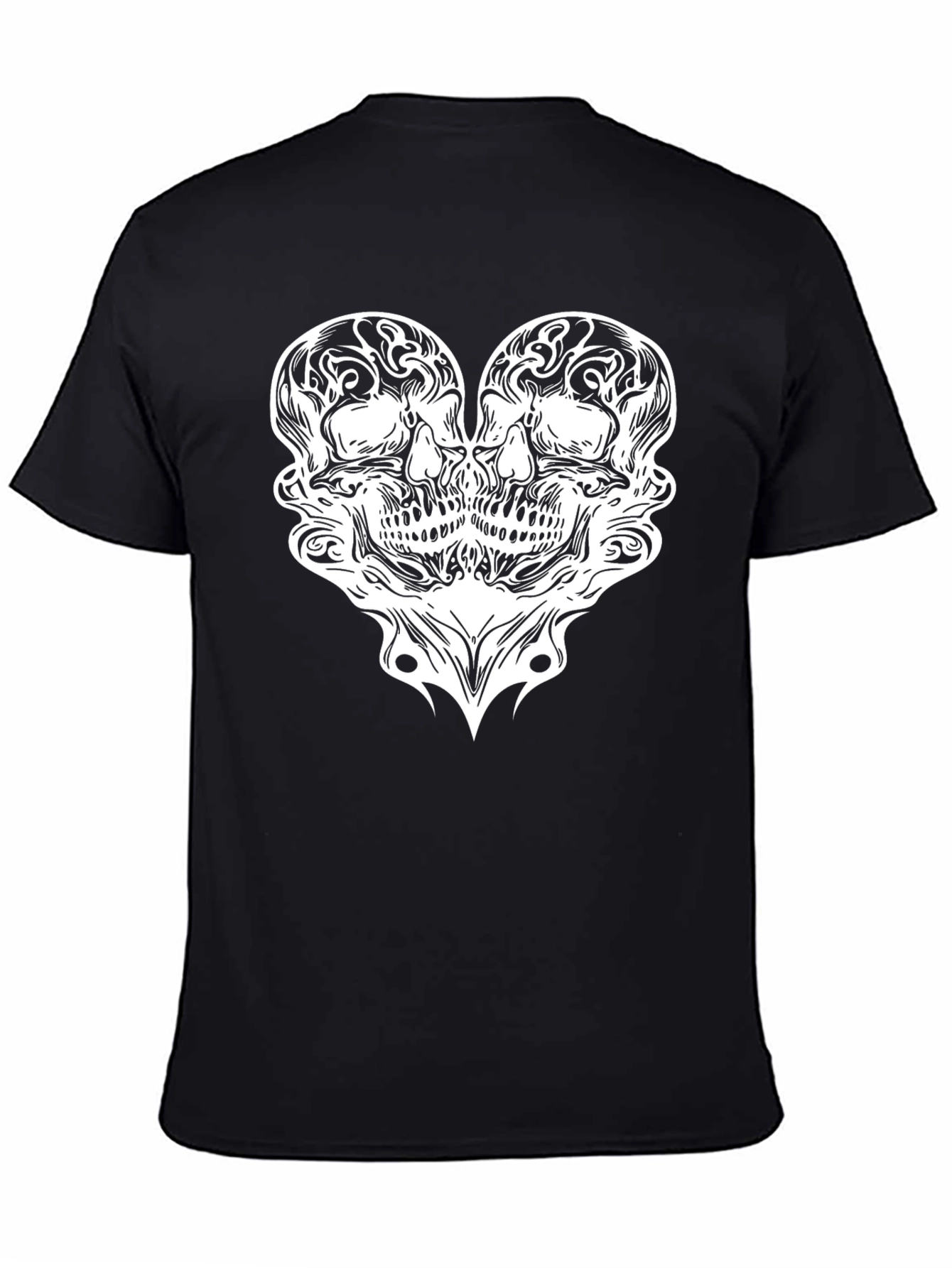 Skull Heart Graphic Tee - Black Cotton
