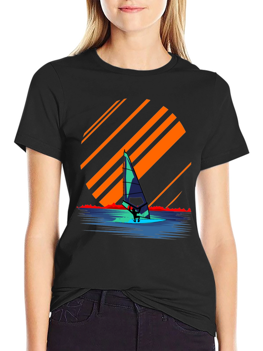 Windsurfing Sunset Graphic Tee - Retro Style