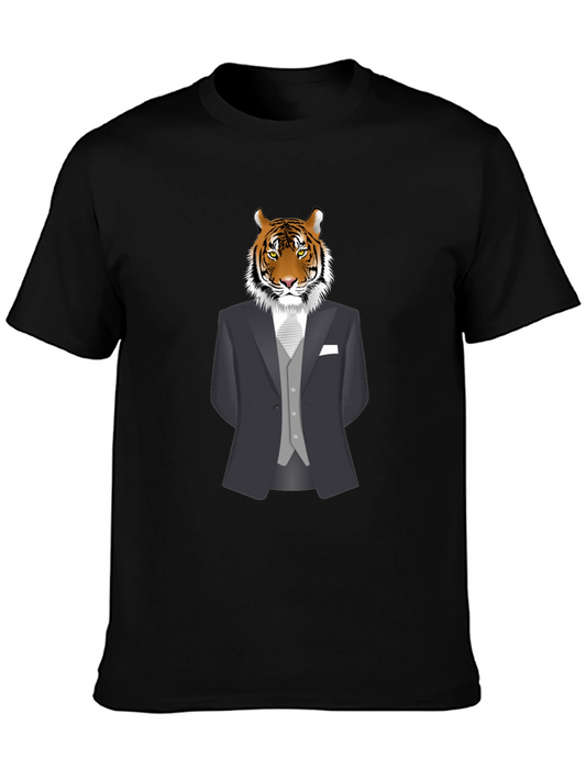 Tiger in Suit Graphic Tee - Mens Black T-Shirt