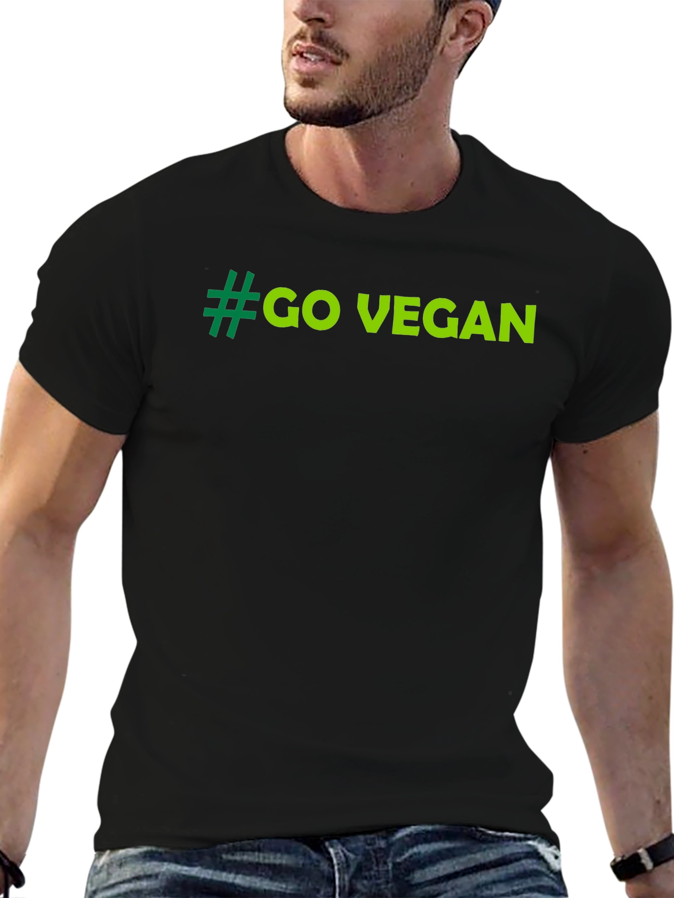 Go Vegan Tee - Black Cotton T-Shirt
