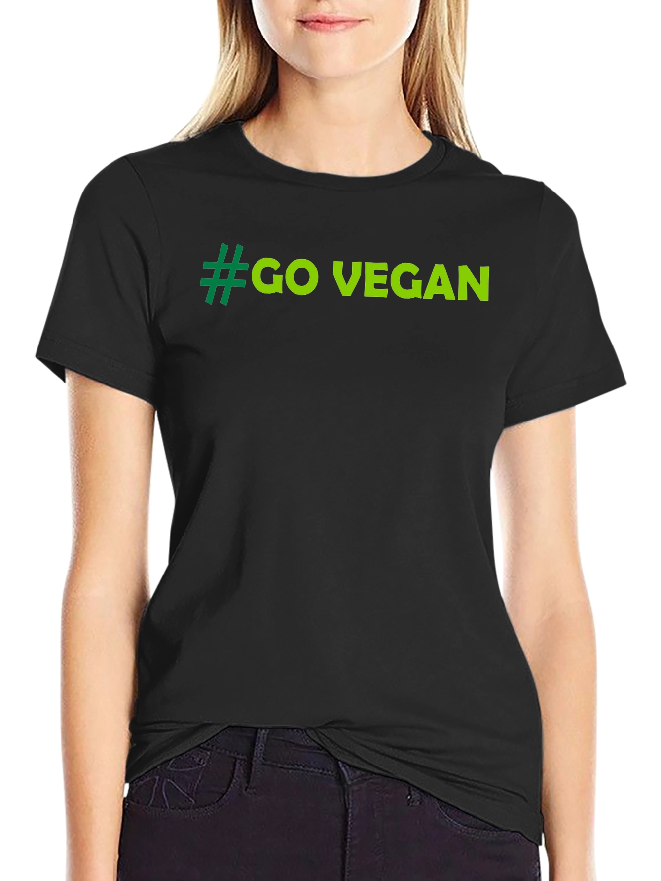 Go Vegan Tee - Black Cotton T-Shirt