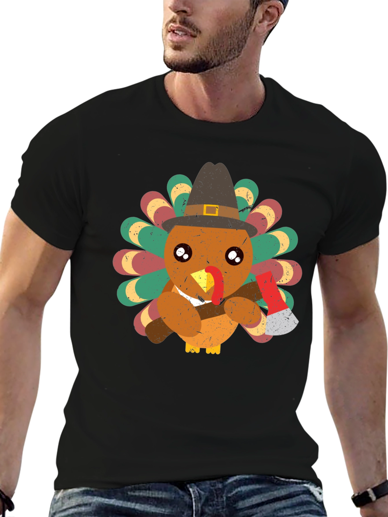 Turkey Axe T-Shirt Thanksgiving Holiday Funny Shirt