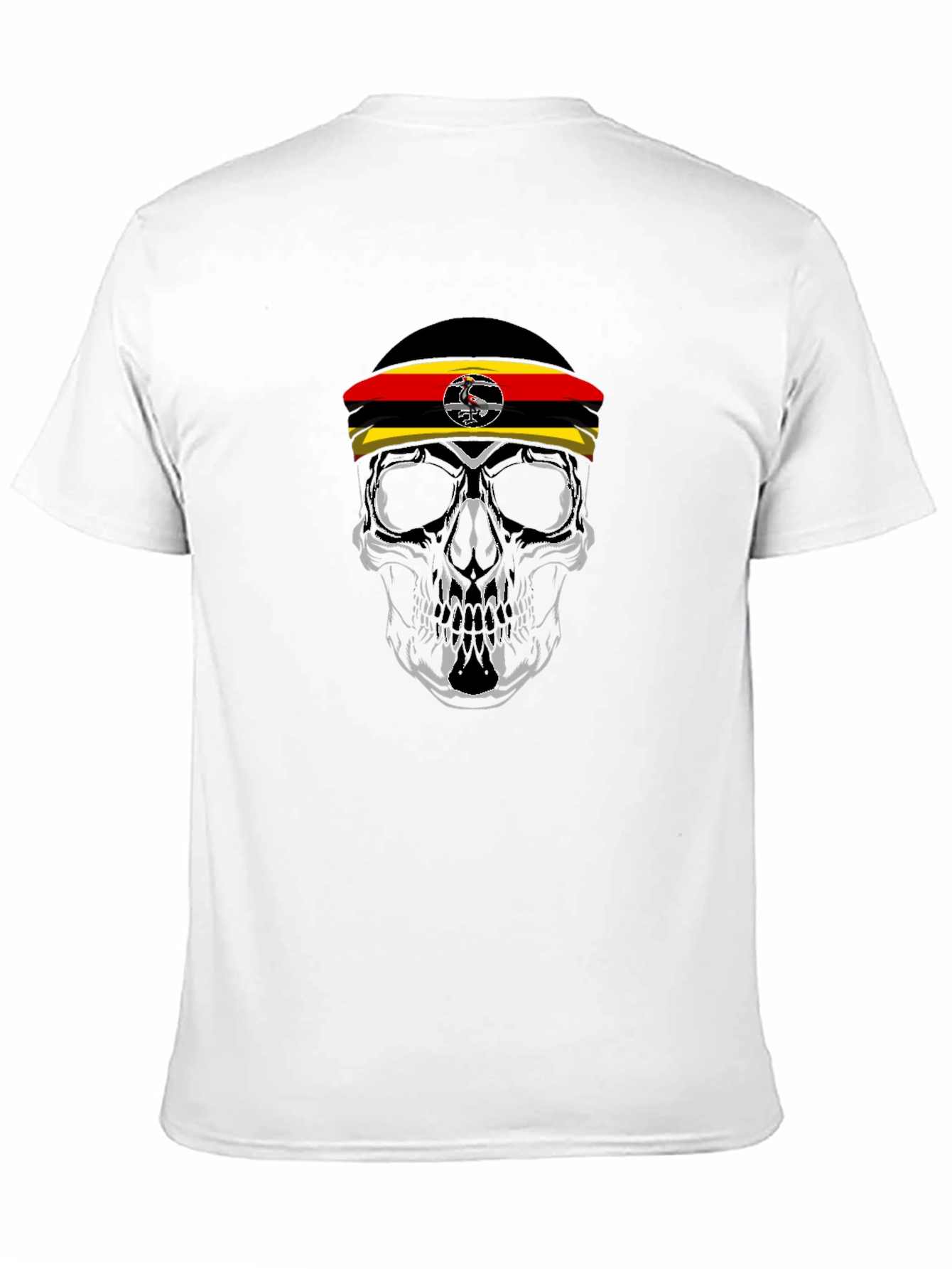 Uganda Flag Skull Graphic Tee - Black Cotton T-Shirt