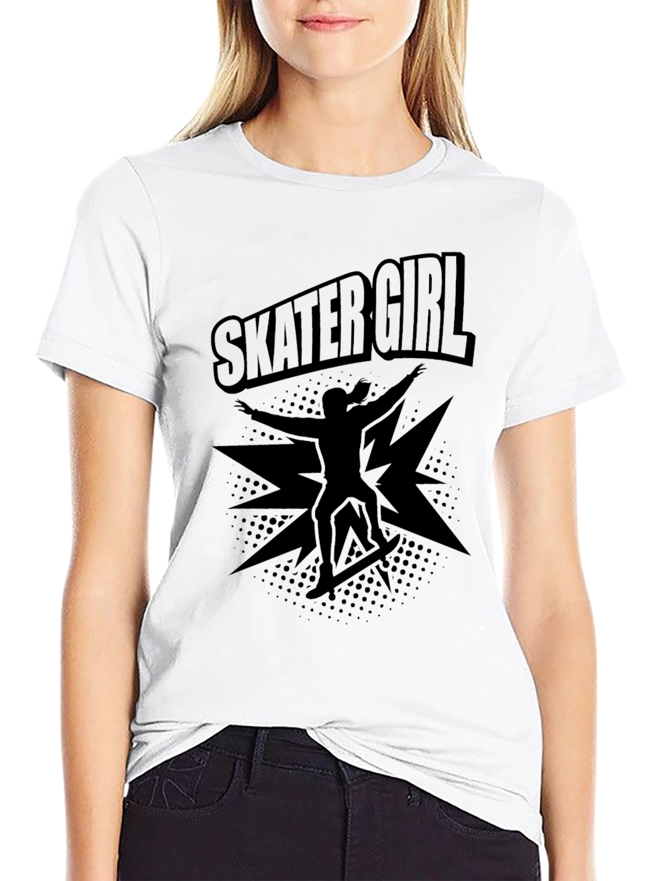Skater Girl Black T-Shirt - Cool Graphic Tee