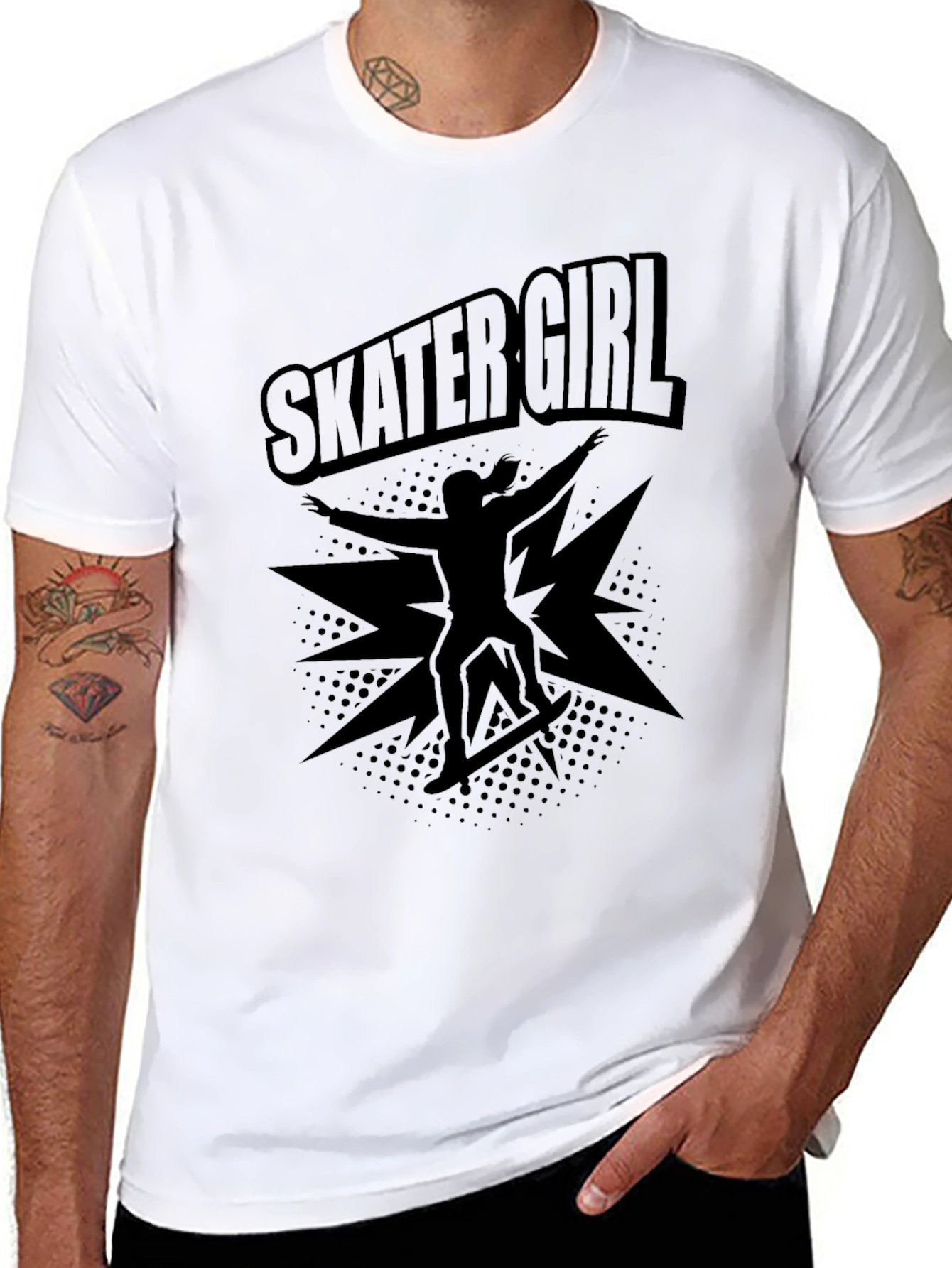 Skater Girl Black T-Shirt - Cool Graphic Tee