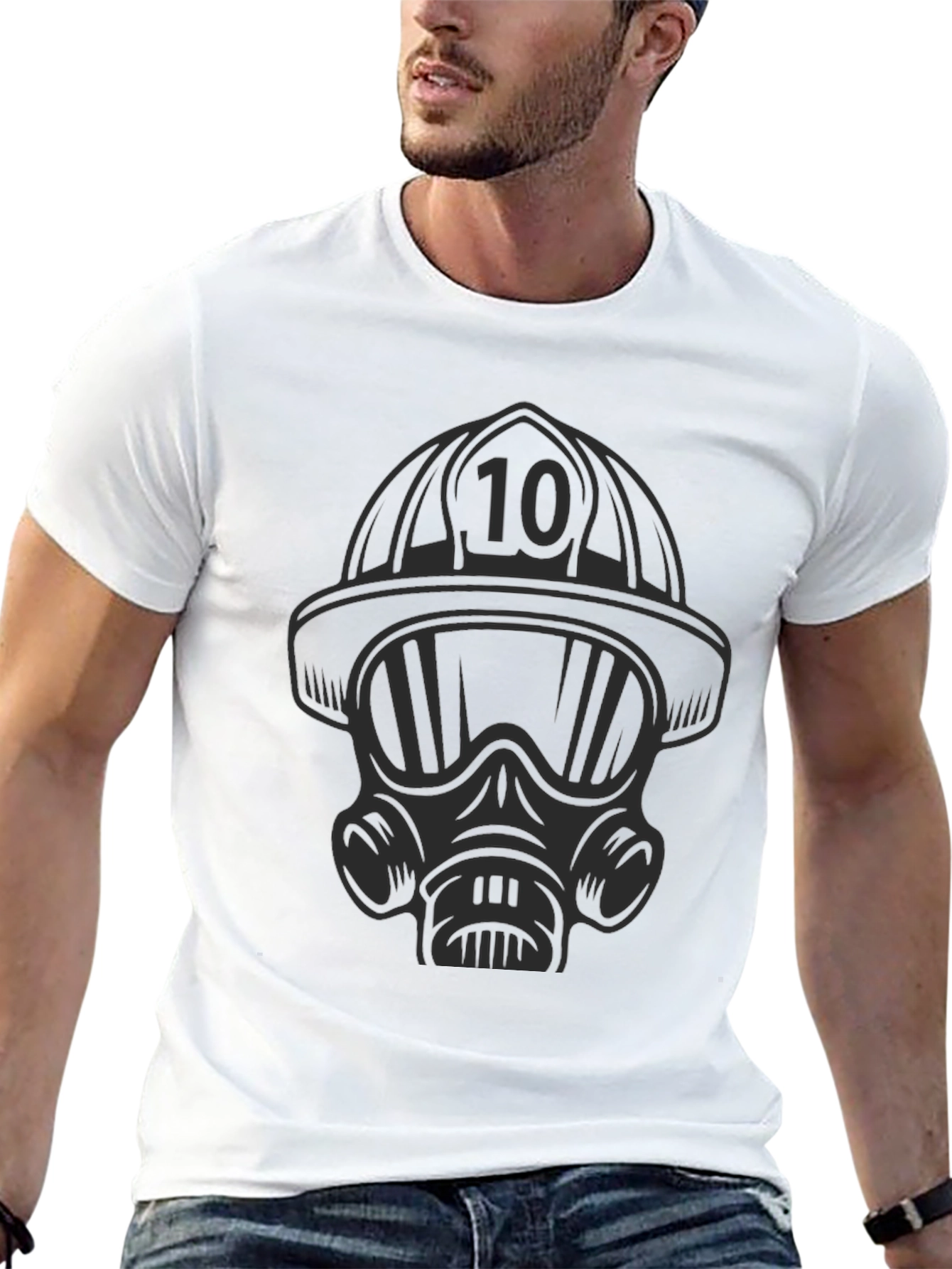 Firefighter Mask T-Shirt - Black Graphic Tee