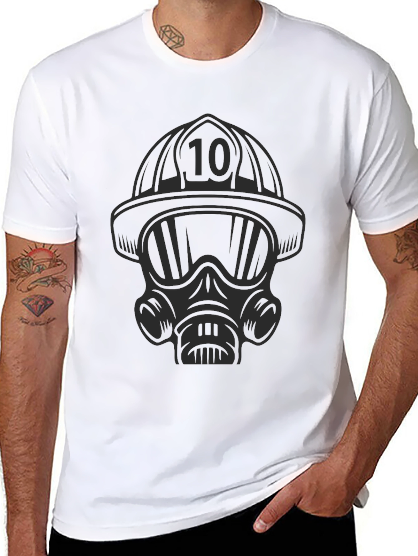 Firefighter Mask T-Shirt - Black Graphic Tee