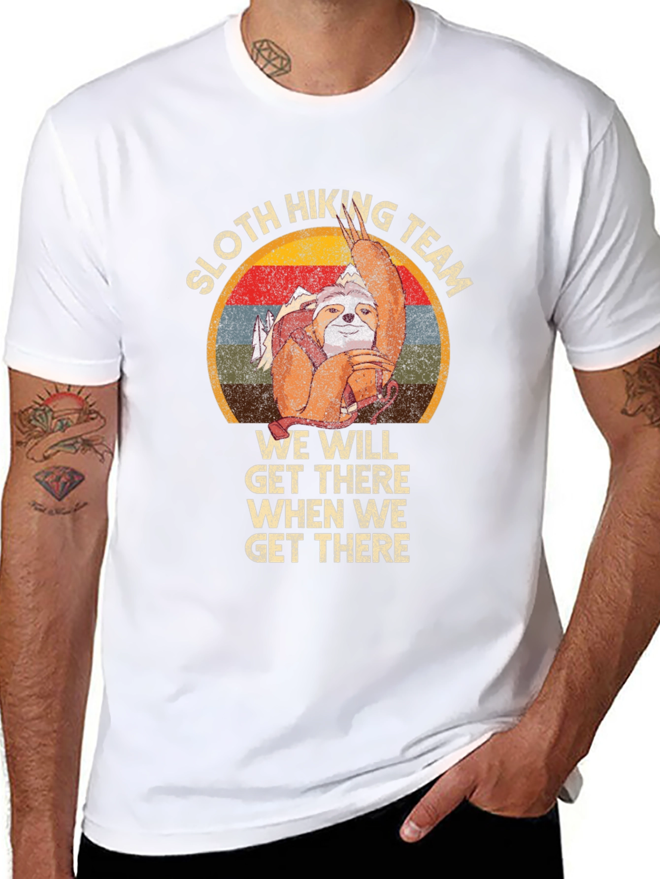 Sloth Hiking Team Graphic Tee - Funny Adventure Shirt