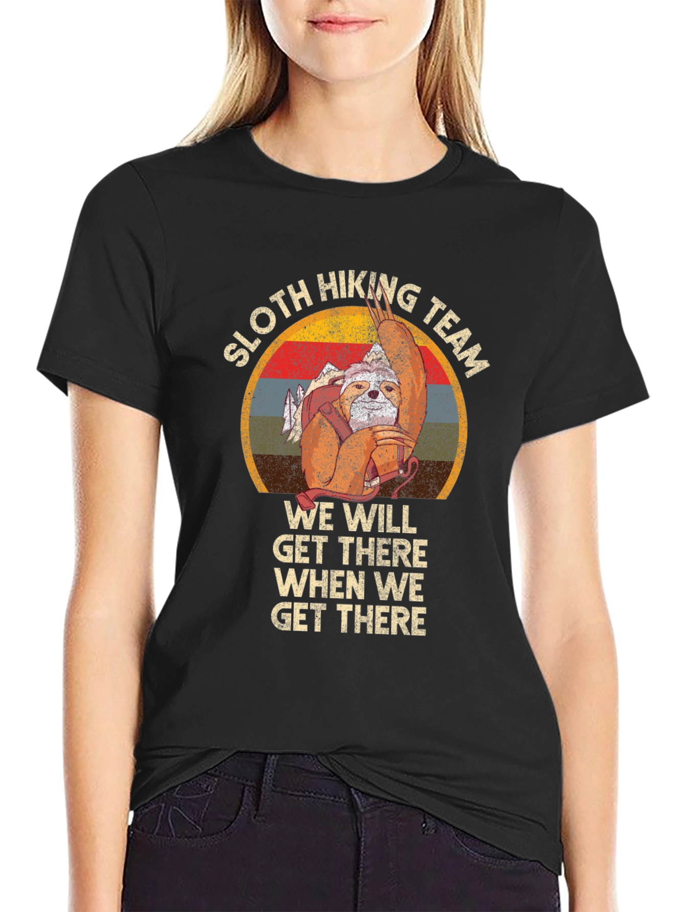 Sloth Hiking Team Graphic Tee - Funny Adventure Shirt