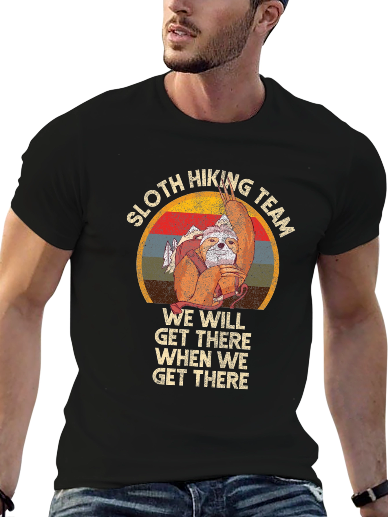 Sloth Hiking Team Graphic Tee - Funny Adventure Shirt