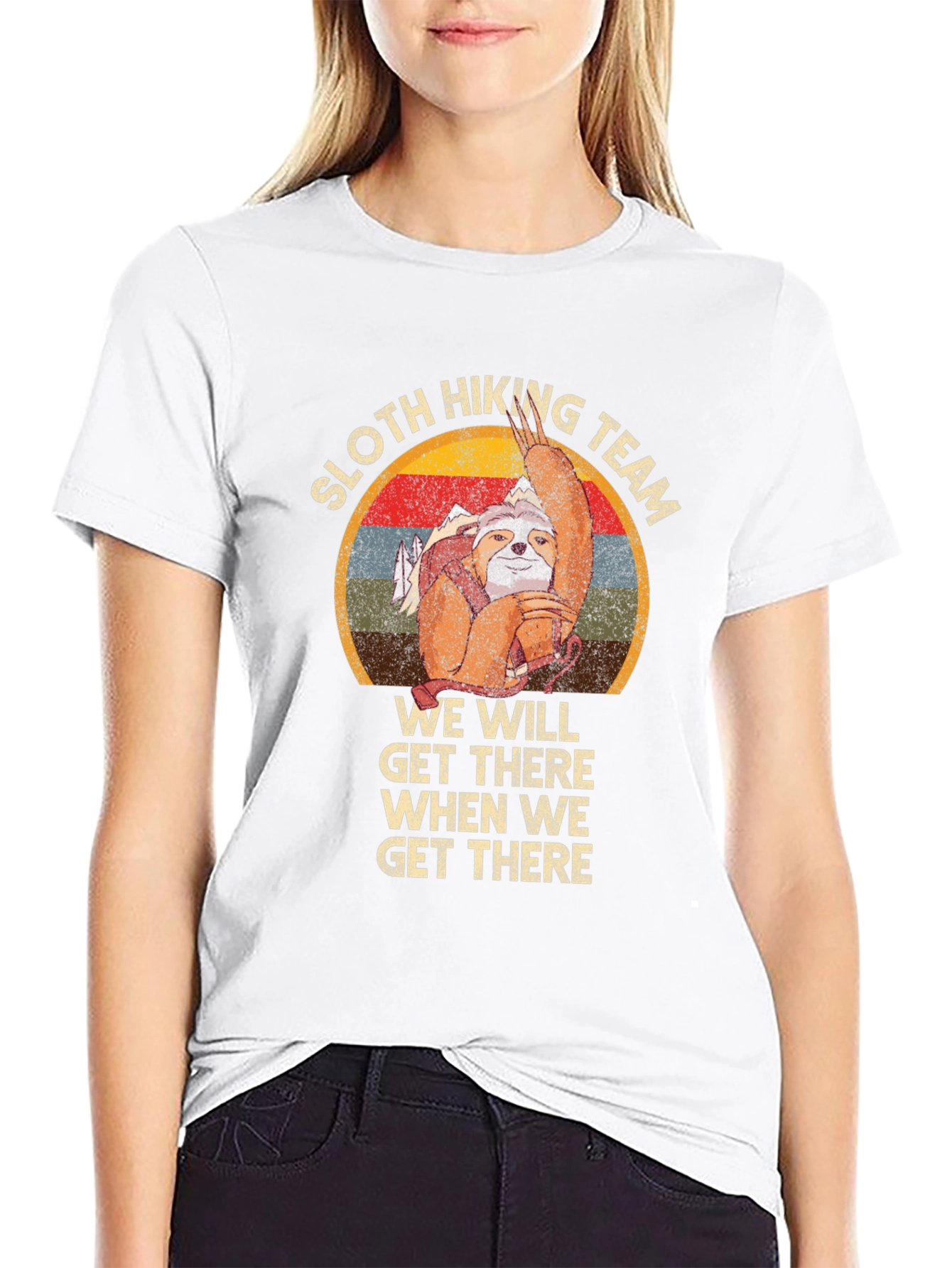Sloth Hiking Team Graphic Tee - Funny Adventure Shirt