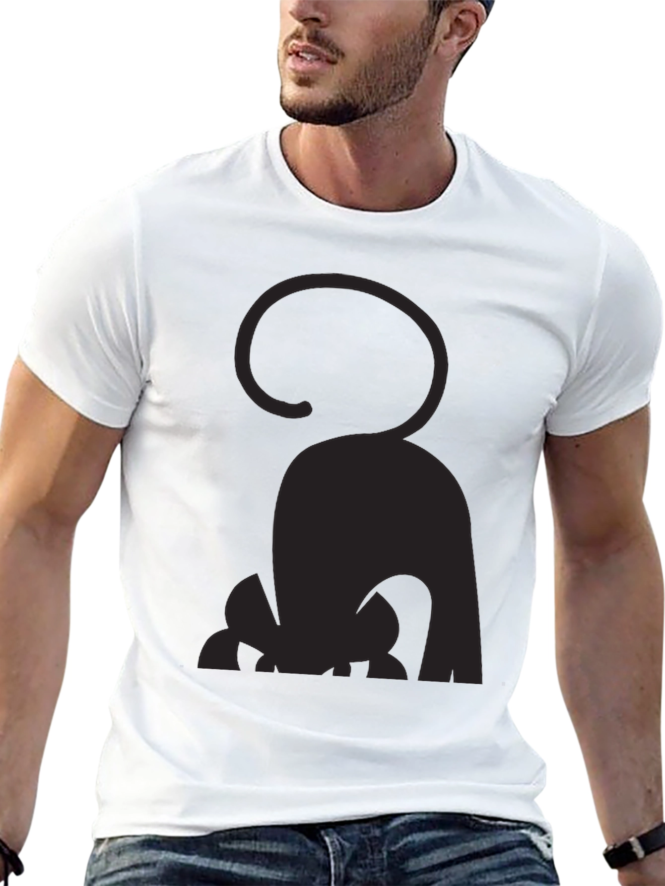 Silhouette Cat Graphic Black T-Shirt