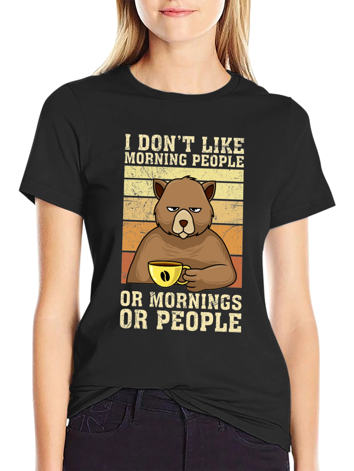 Funny I Dont Like Morning People Bear T-Shirt