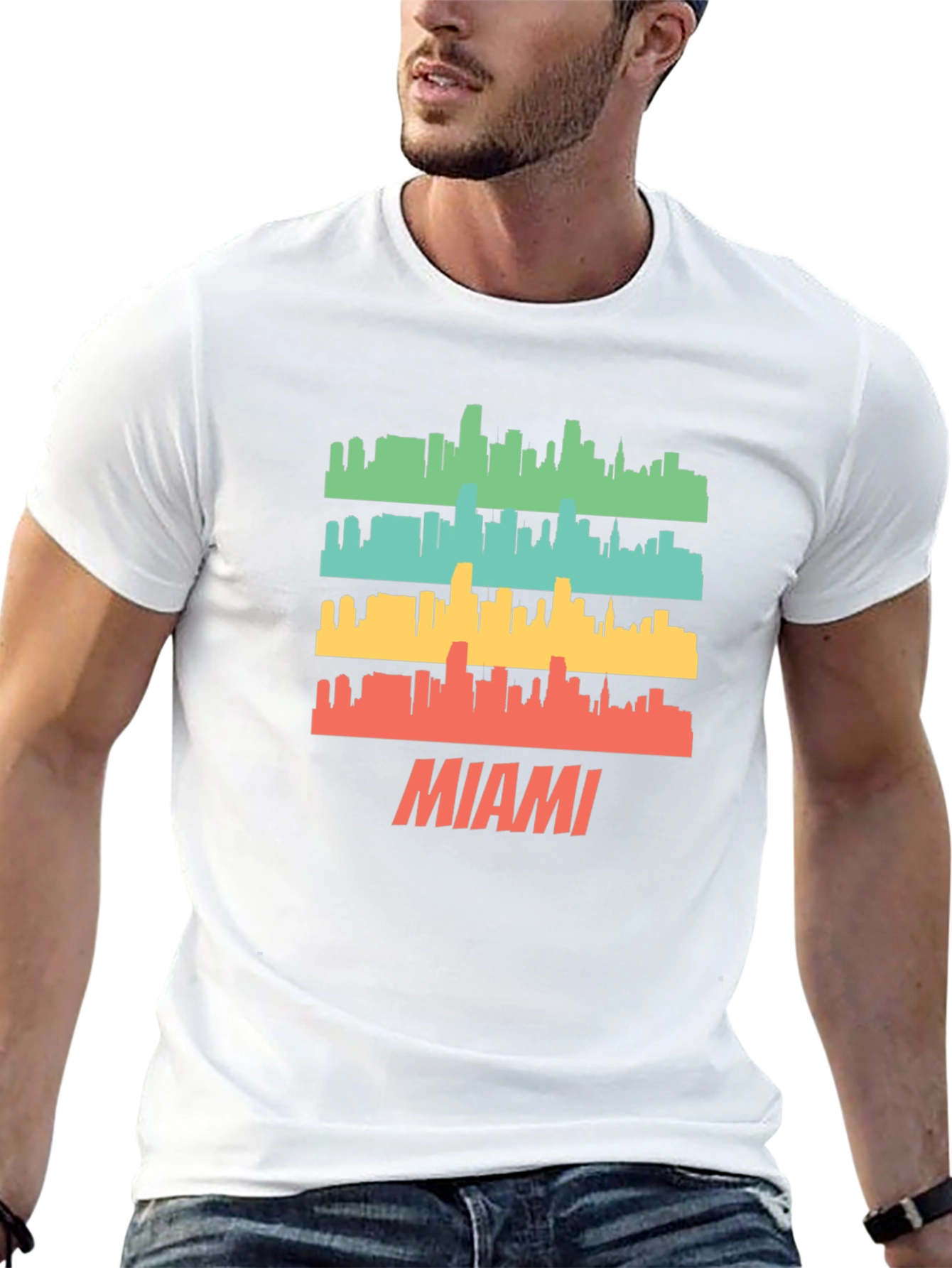 Retro Miami Skyline T-Shirt - Cityscape Tee