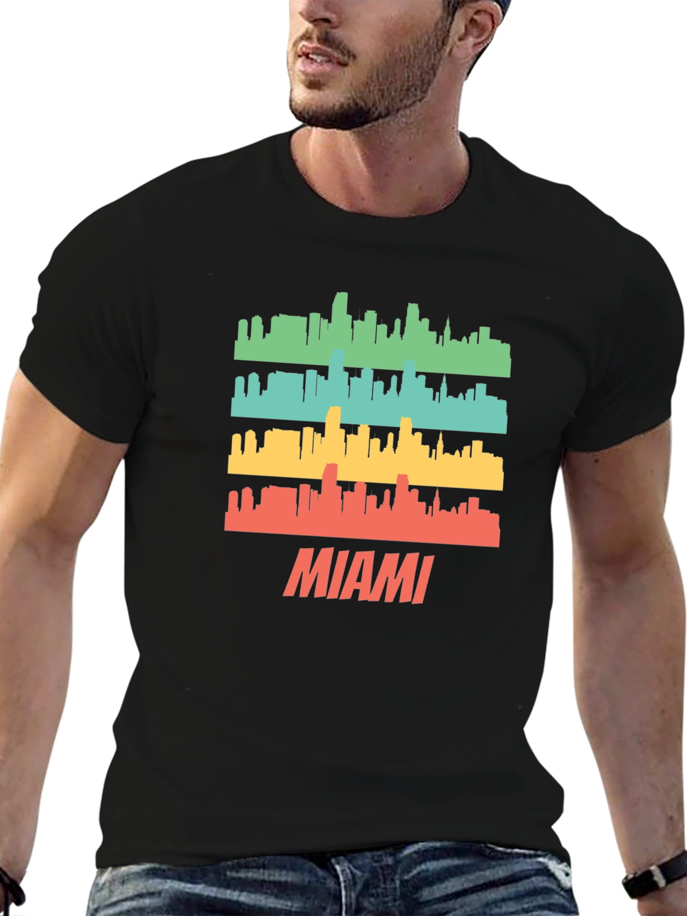 Retro Miami Skyline T-Shirt - Cityscape Tee