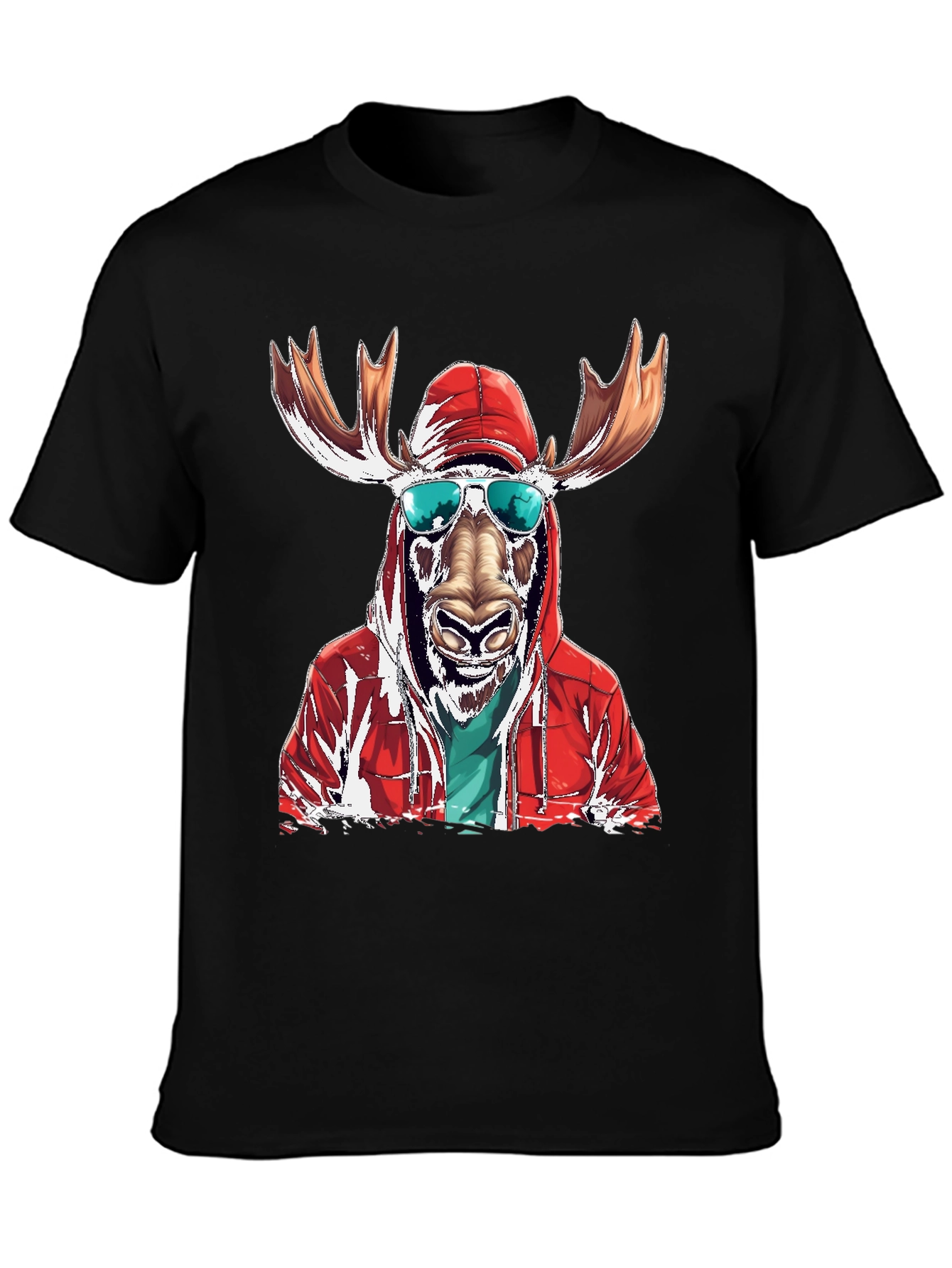 Cool Moose Graphic Tee - Black Cotton T-Shirt