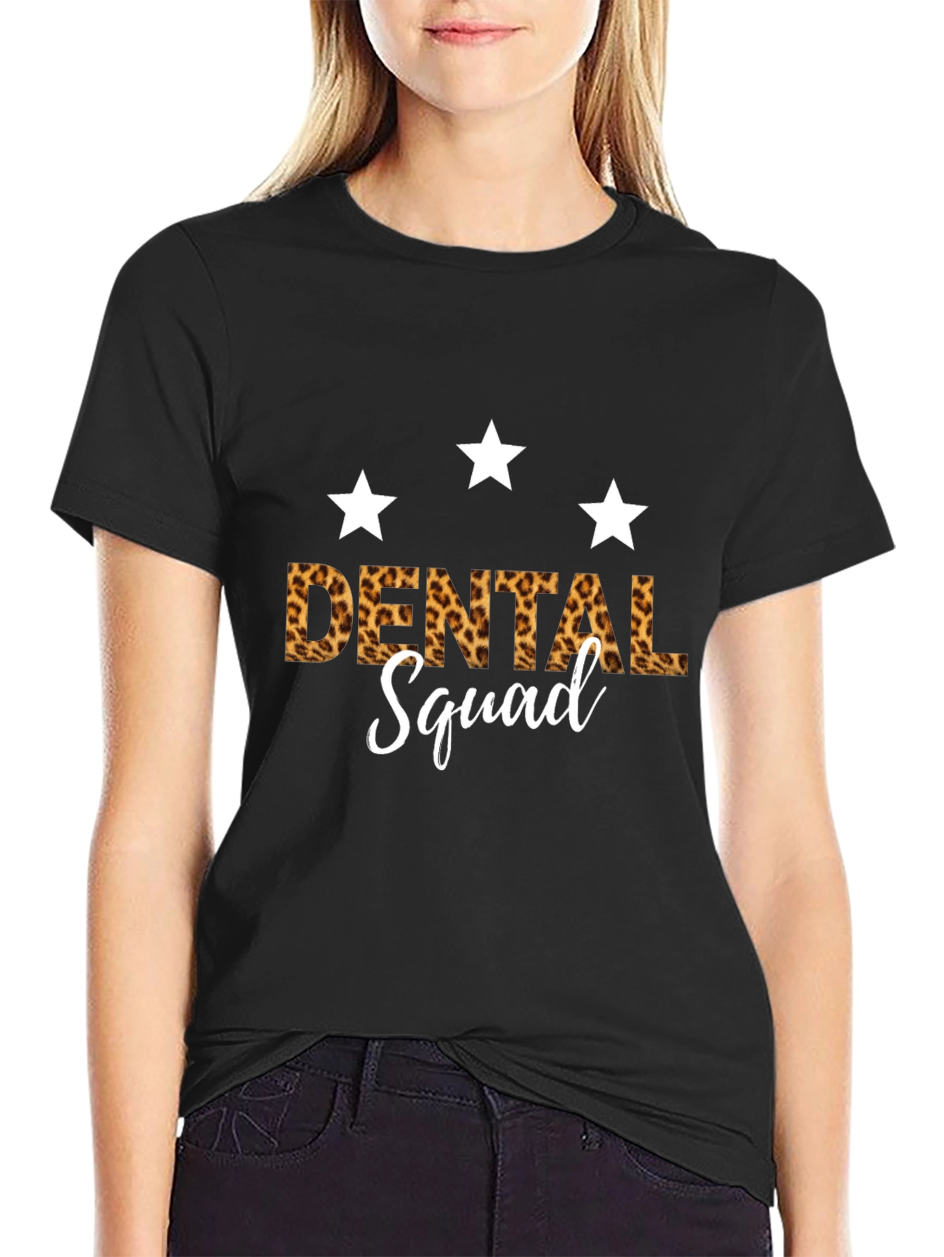 Dental Squad Leopard Print Graphic T-Shirt