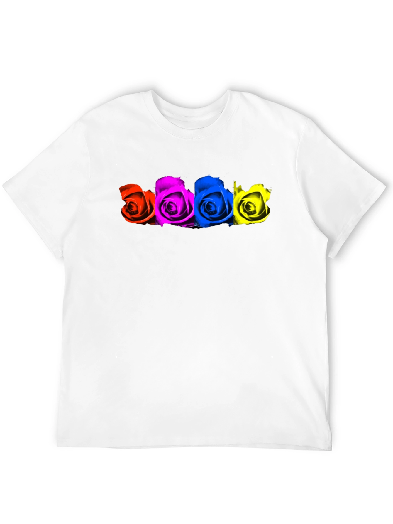 Colorful Roses Black T-Shirt