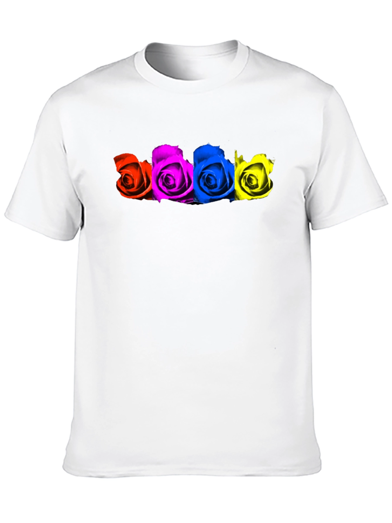 Colorful Roses Black T-Shirt