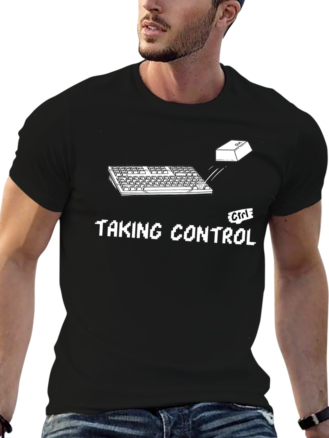 Taking Control Black Graphic T-Shirt