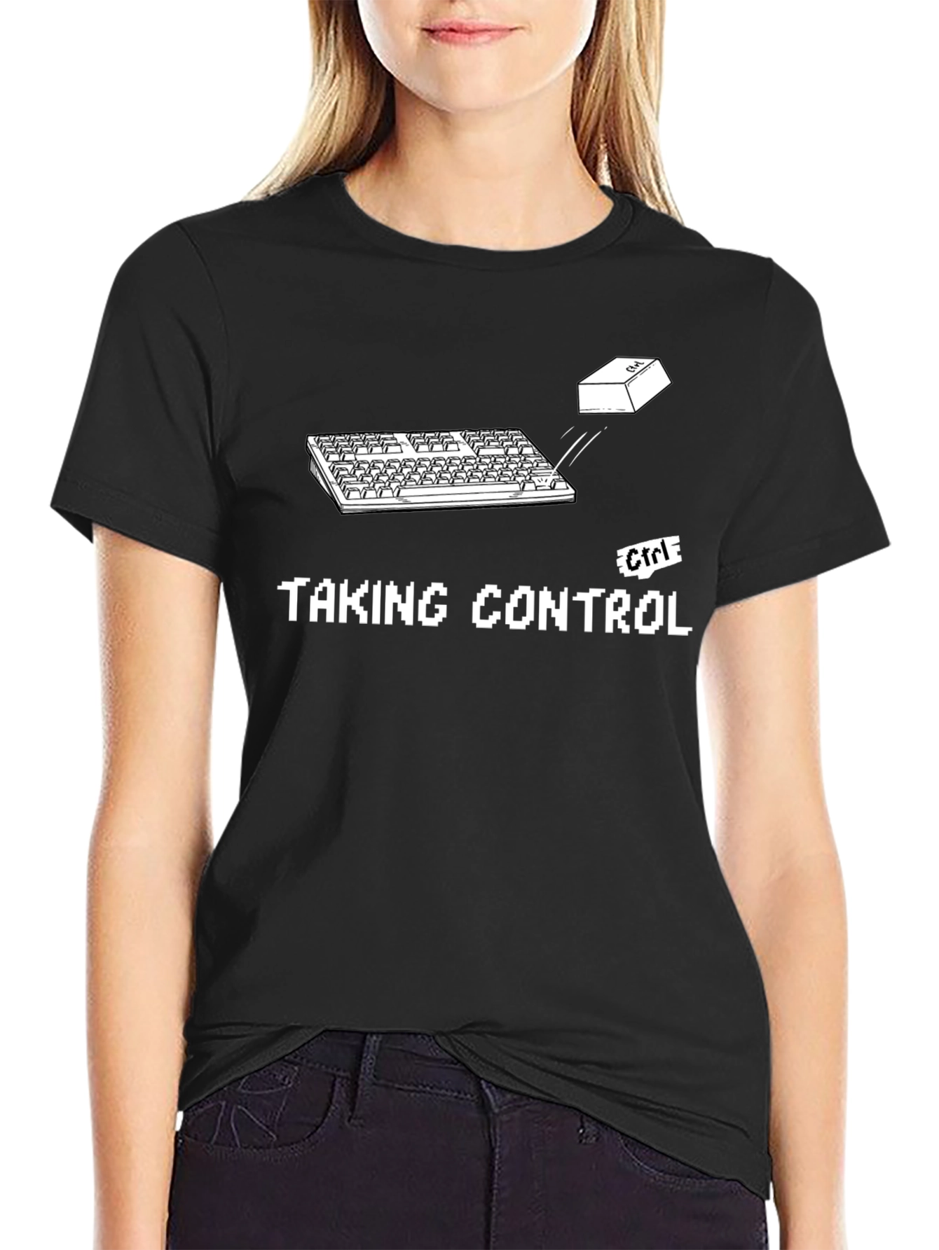 Taking Control Black Graphic T-Shirt