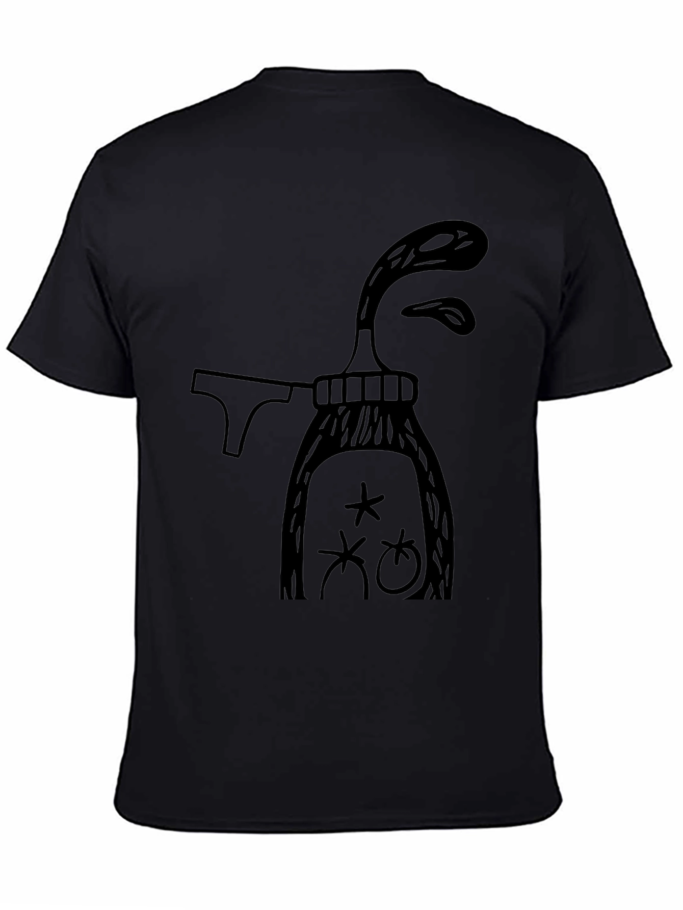 Whimsical Graphic Tee - Black Cotton T-Shirt