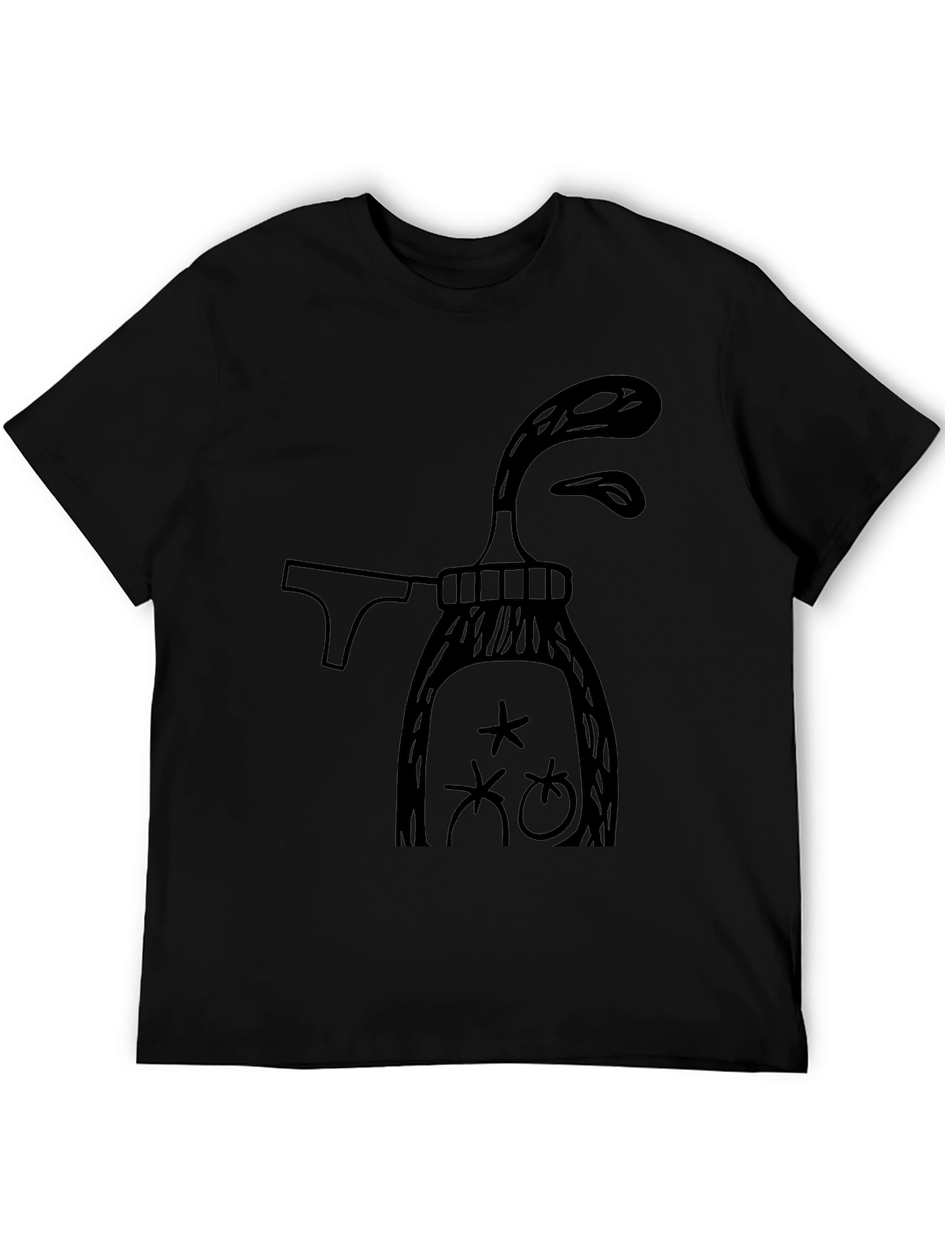 Whimsical Graphic Tee - Black Cotton T-Shirt