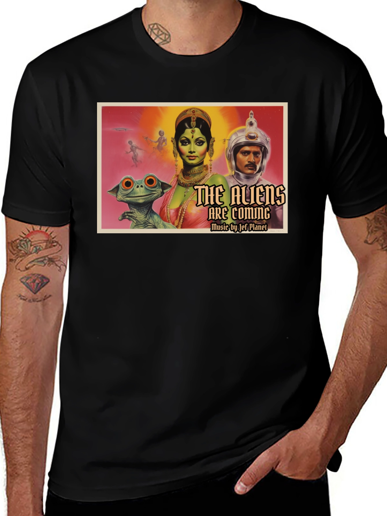 Retro Sci-Fi Alien Invasion Graphic T-Shirt