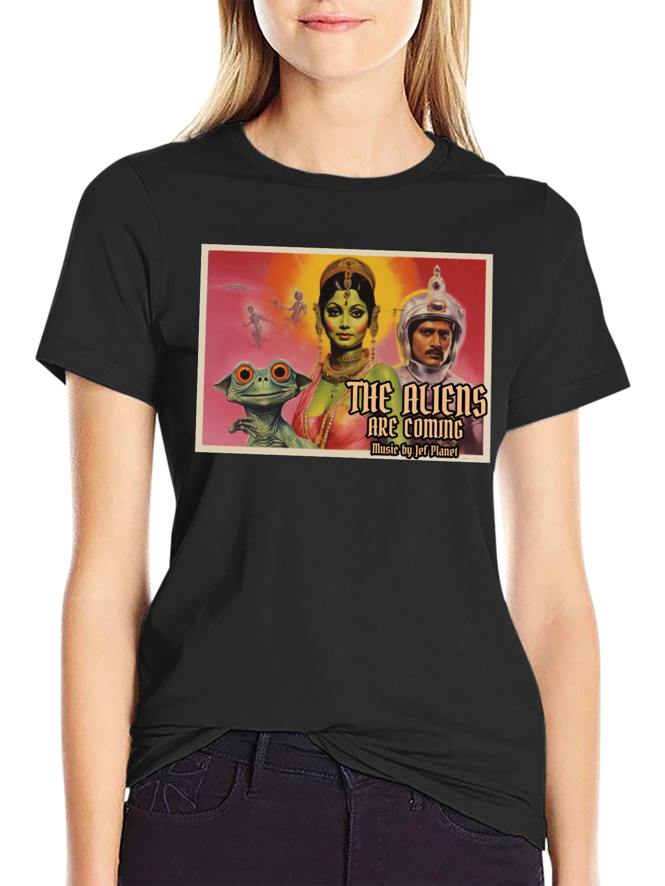 Retro Sci-Fi Alien Invasion Graphic T-Shirt