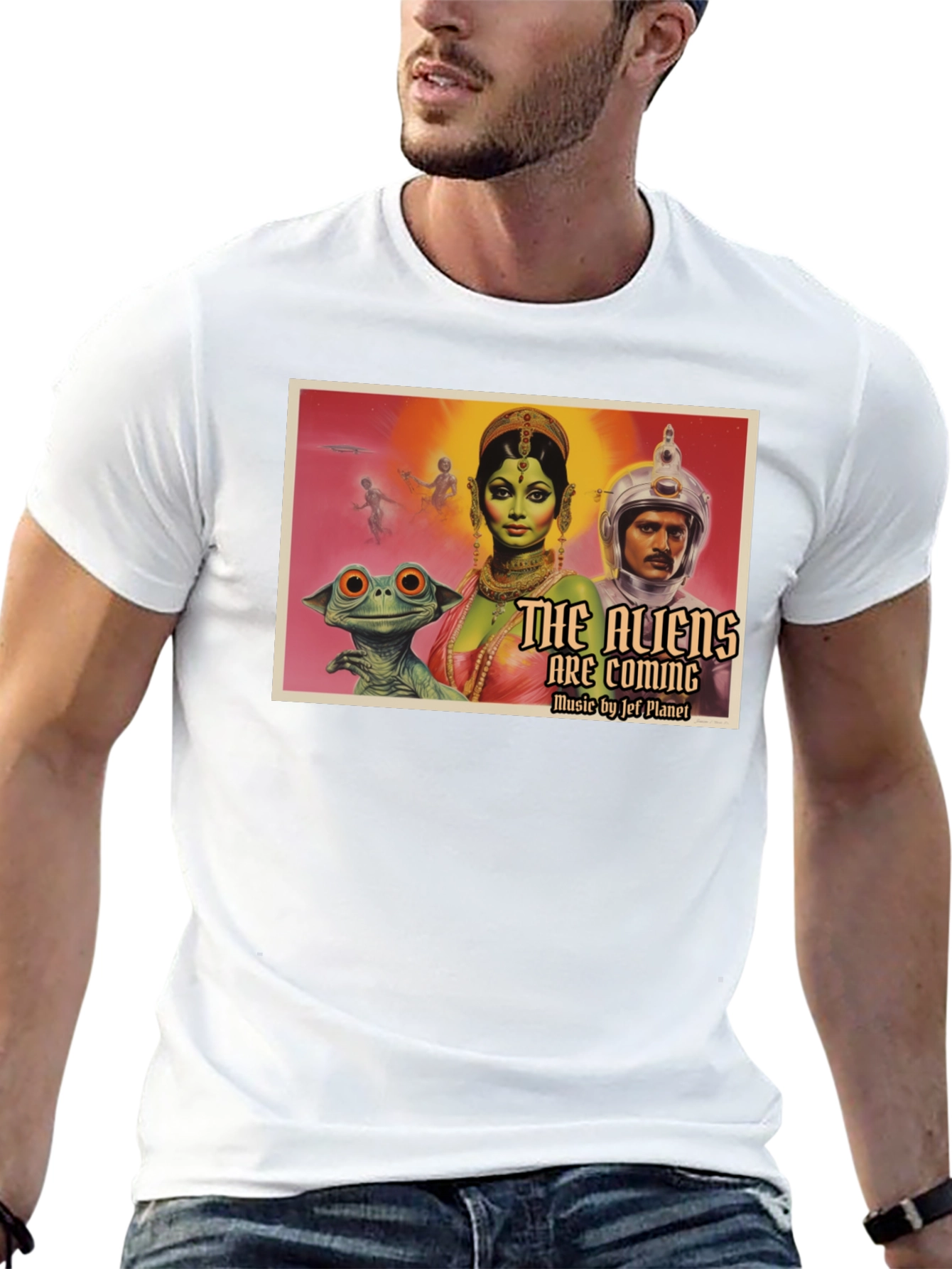 Retro Sci-Fi Alien Invasion Graphic T-Shirt