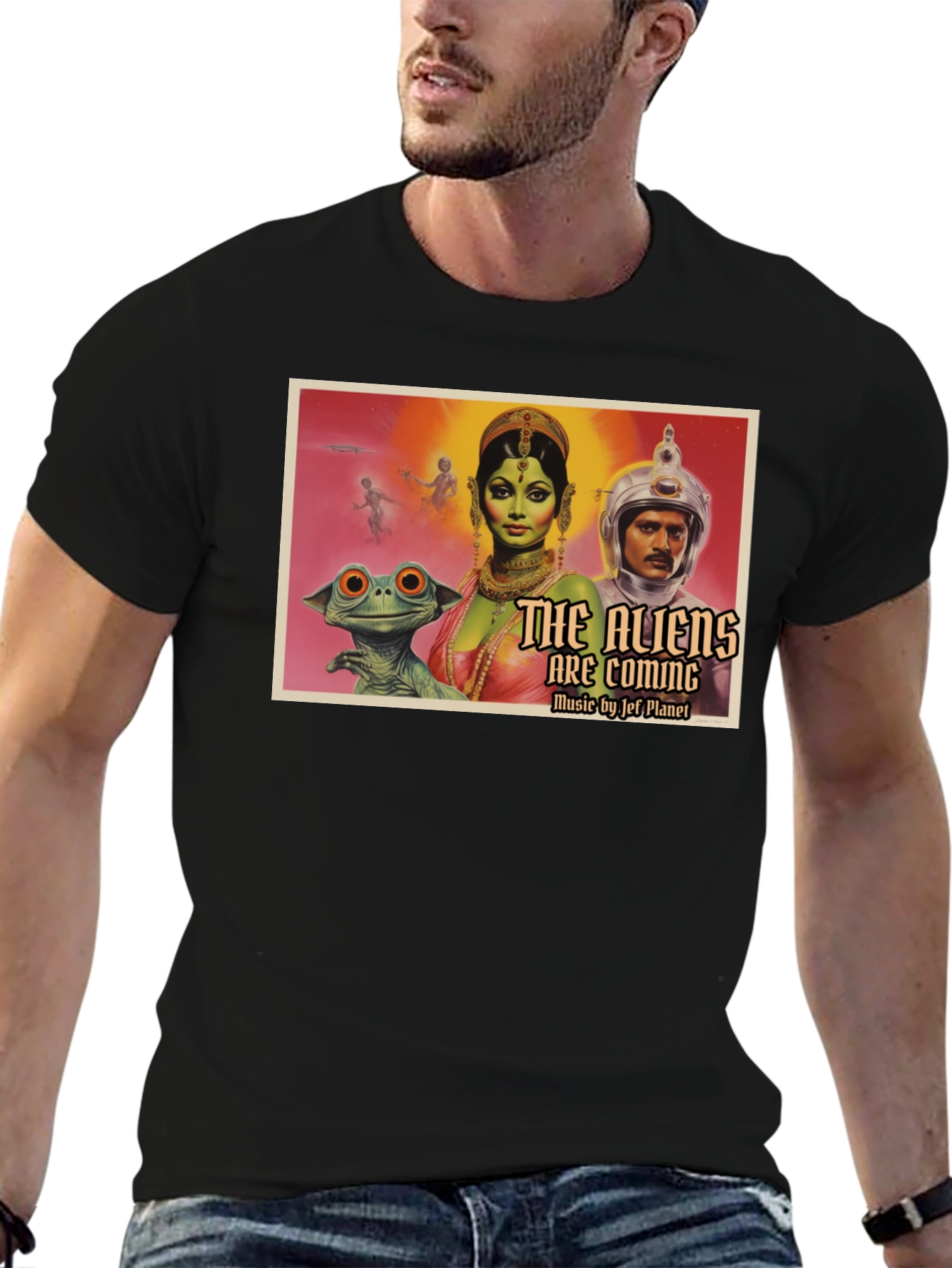 Retro Sci-Fi Alien Invasion Graphic T-Shirt