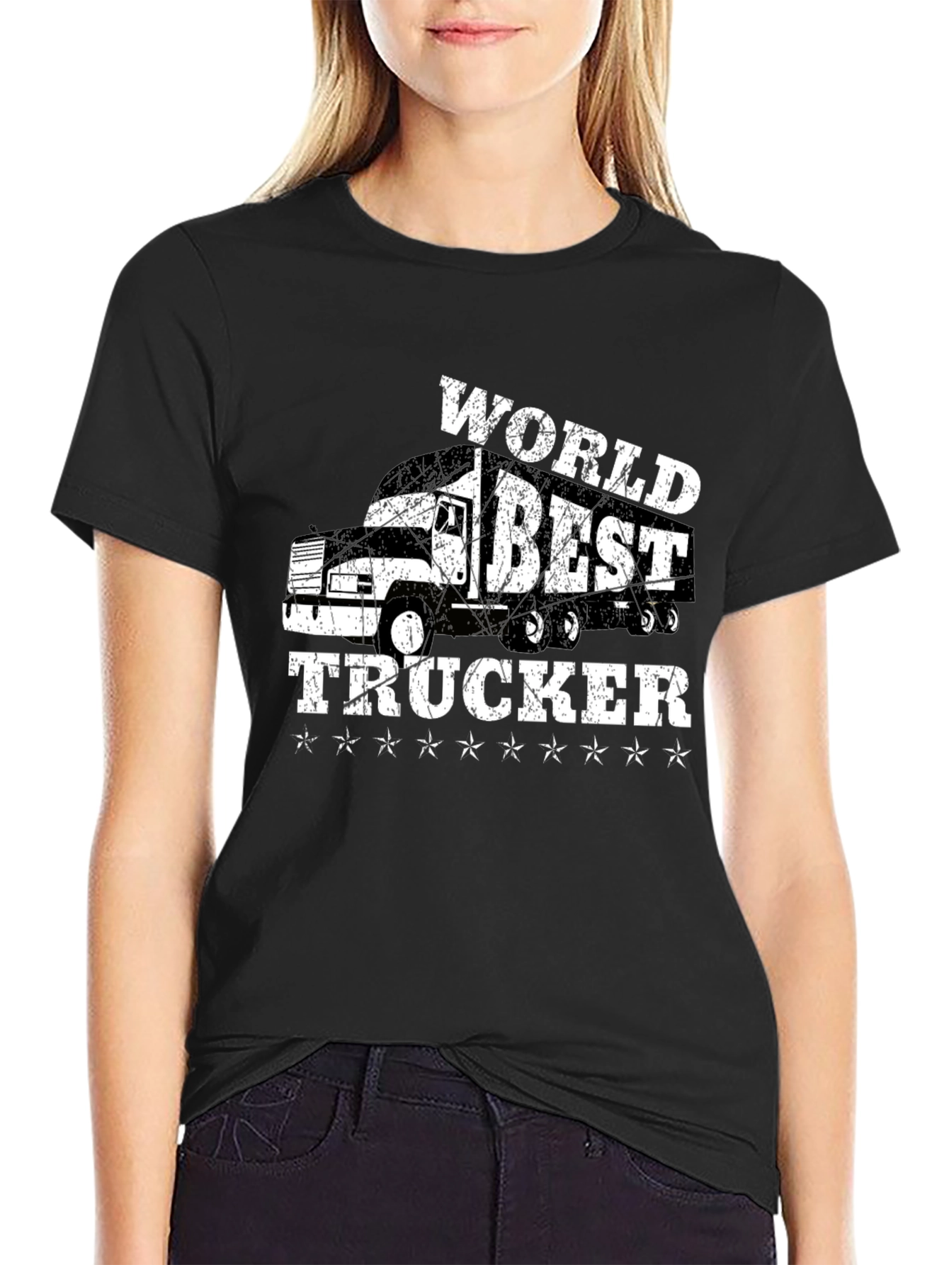 Worlds Best Trucker T-Shirt - Black Cotton Tee