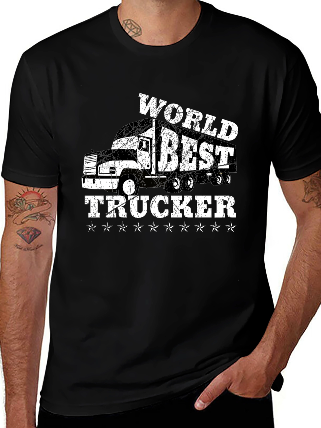 Worlds Best Trucker T-Shirt - Black Cotton Tee
