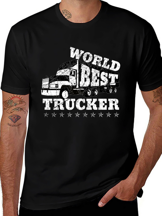Worlds Best Trucker T-Shirt - Black Cotton Tee