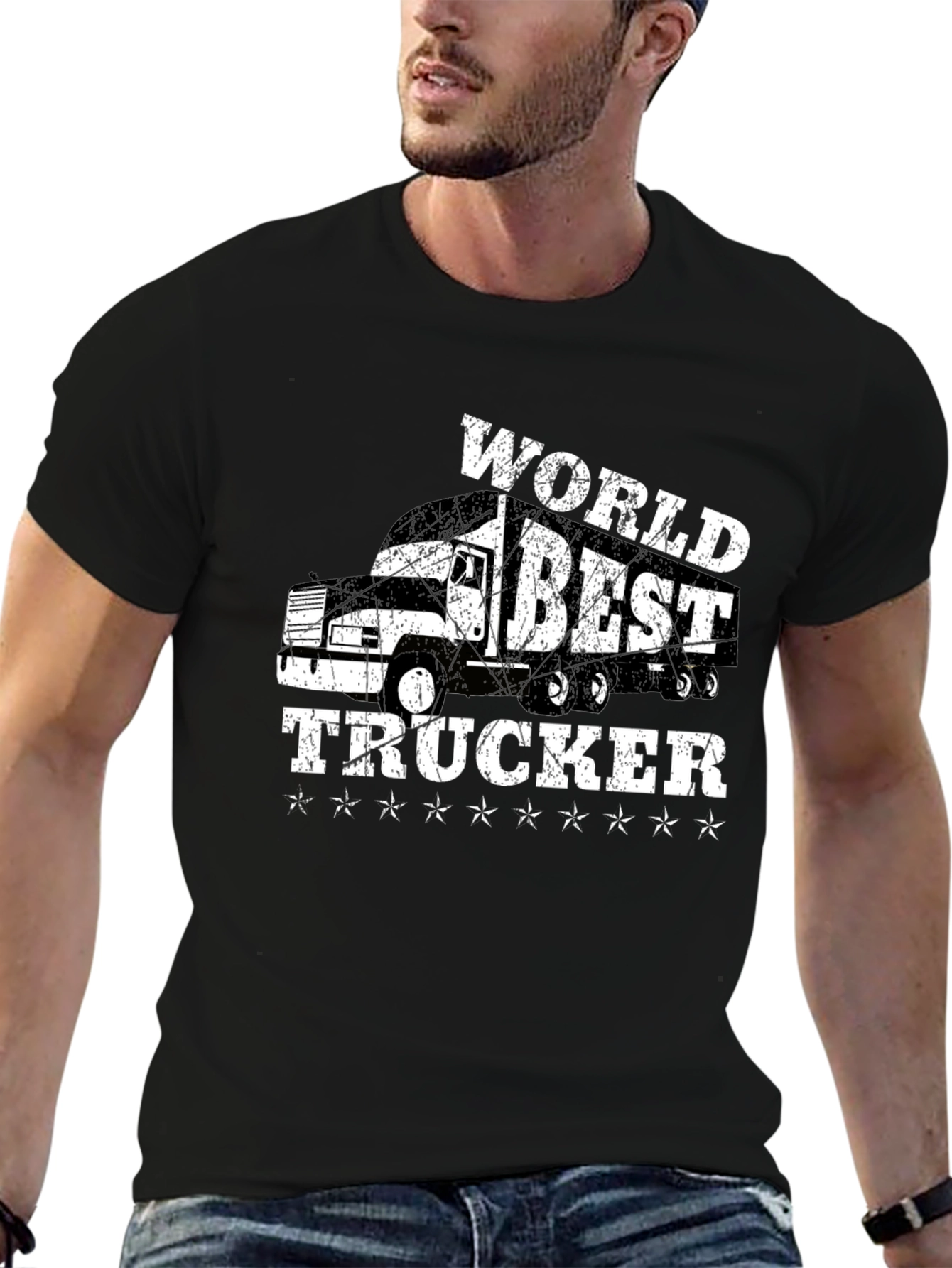 Worlds Best Trucker T-Shirt - Black Cotton Tee