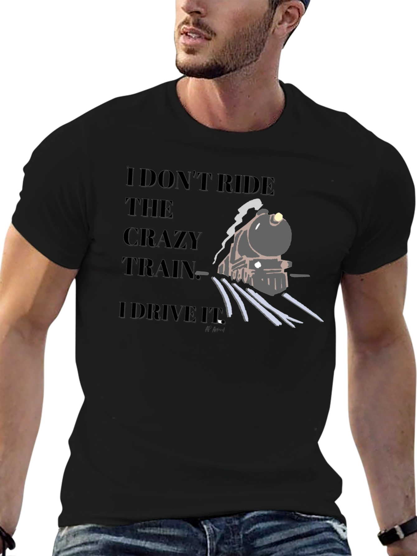 Crazy Train Driver T-Shirt - Black Graphic Tee