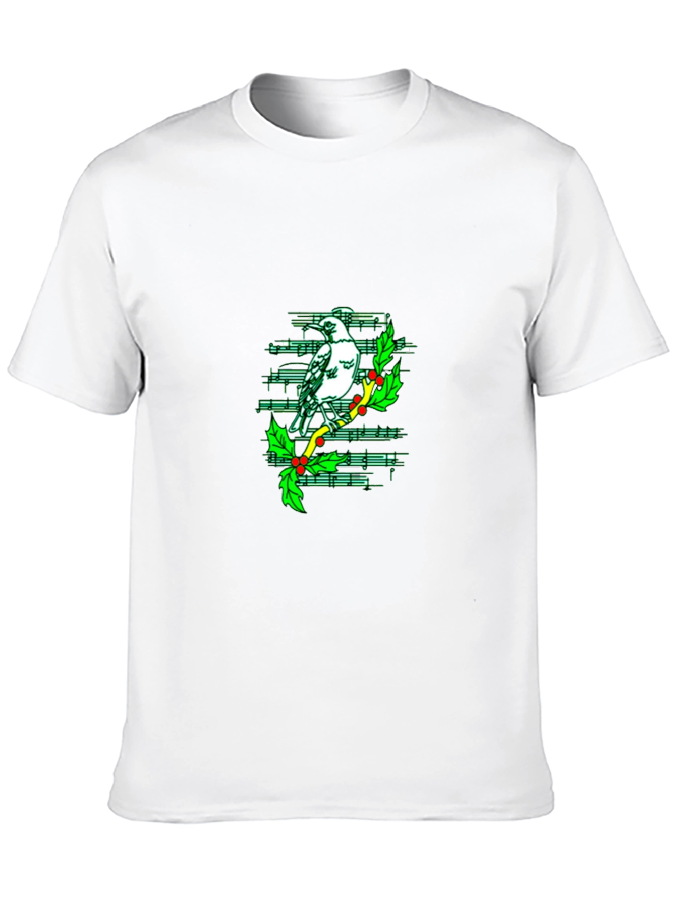 Musical Bird Graphic Tee - Black Cotton T-Shirt