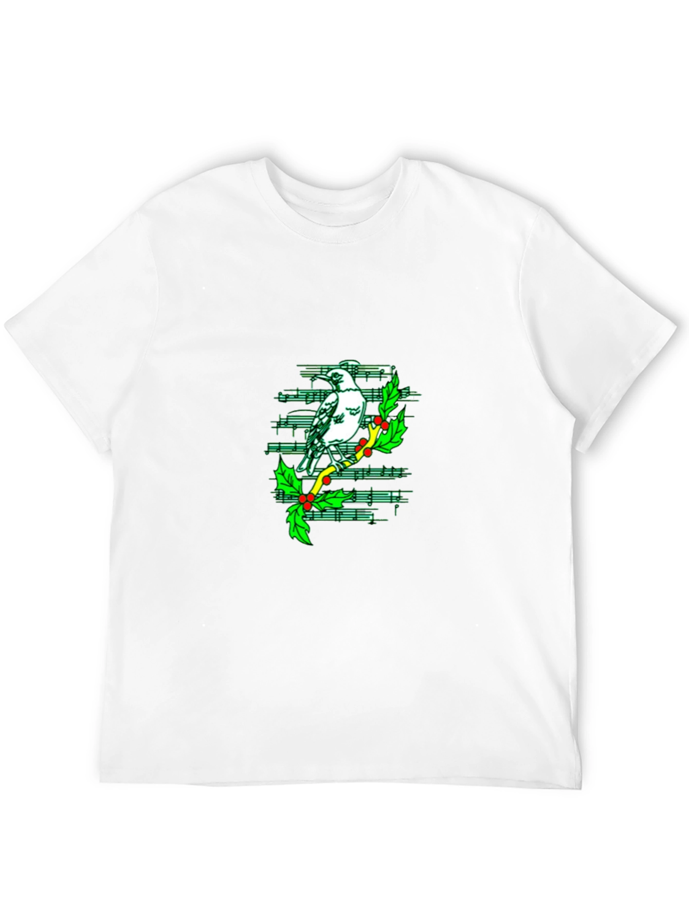 Musical Bird Graphic Tee - Black Cotton T-Shirt