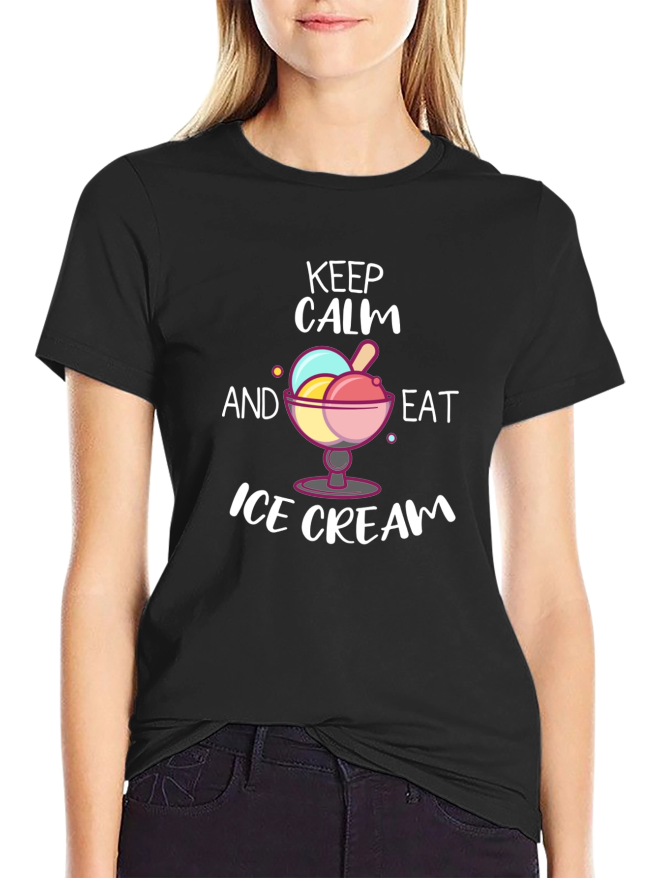 Keep Calm and Eat Ice Cream Graphic T-Shirt