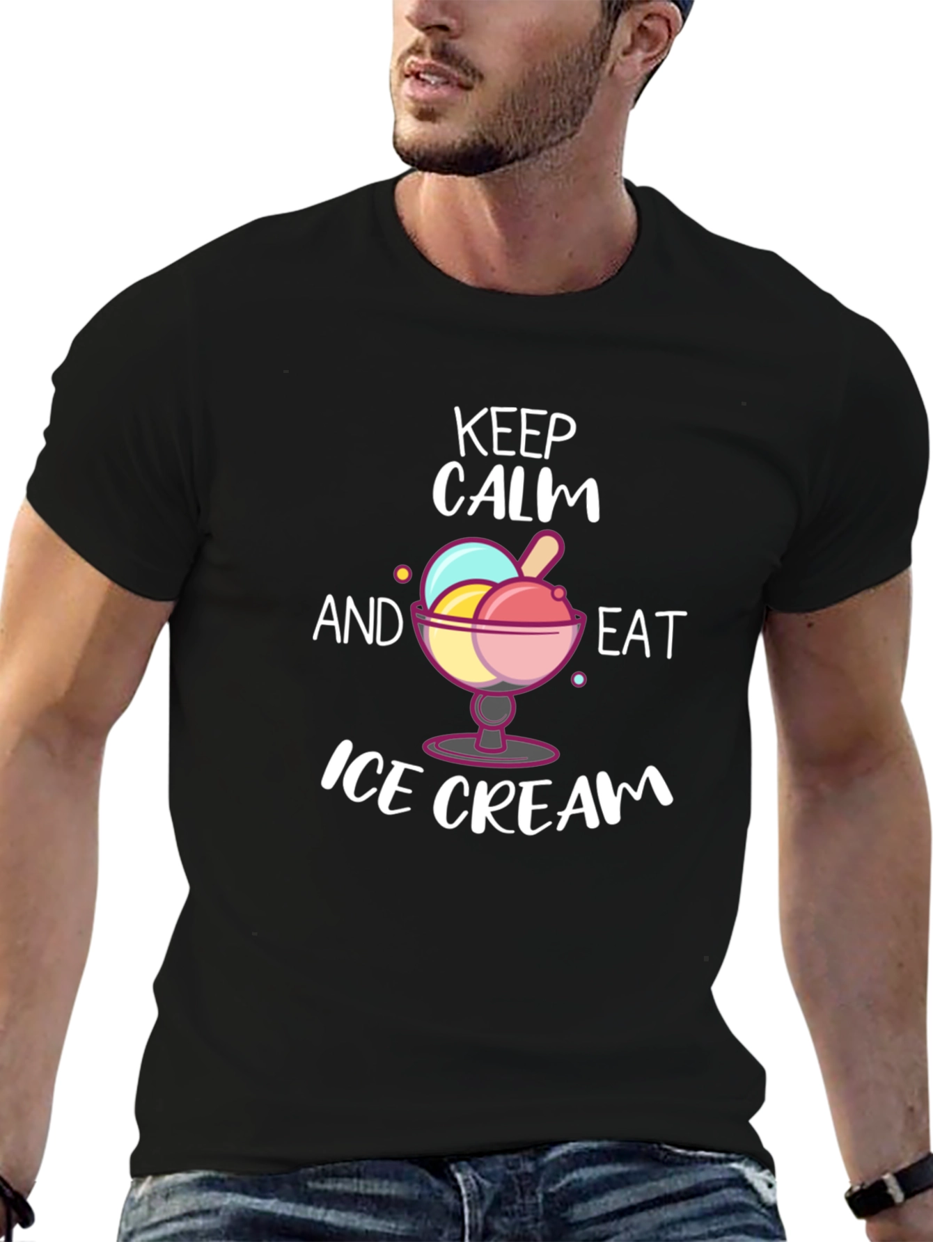 Keep Calm and Eat Ice Cream Graphic T-Shirt