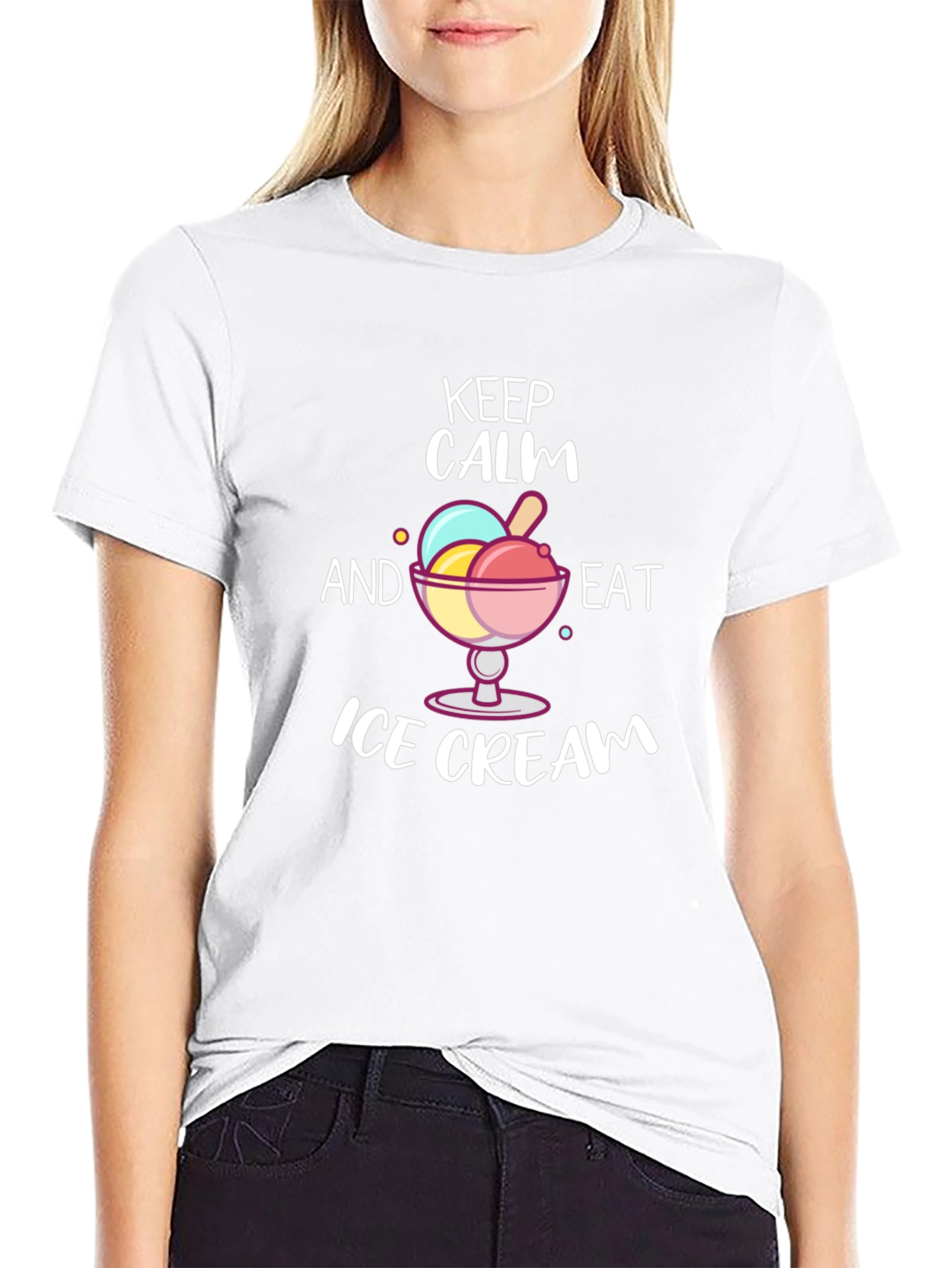 Keep Calm and Eat Ice Cream Graphic T-Shirt